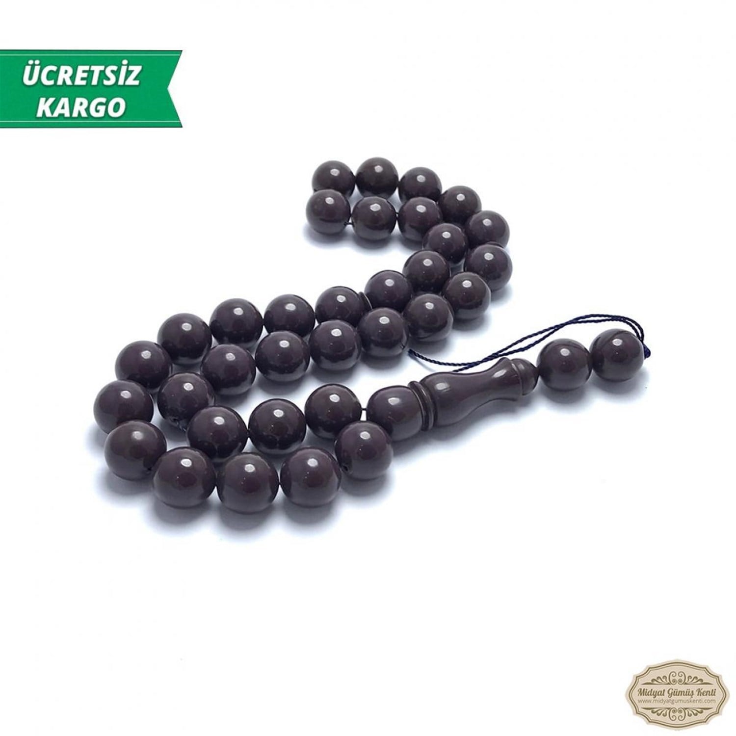 Mor Renkte Küre Kesim Sıkma Kehribar Tesbih