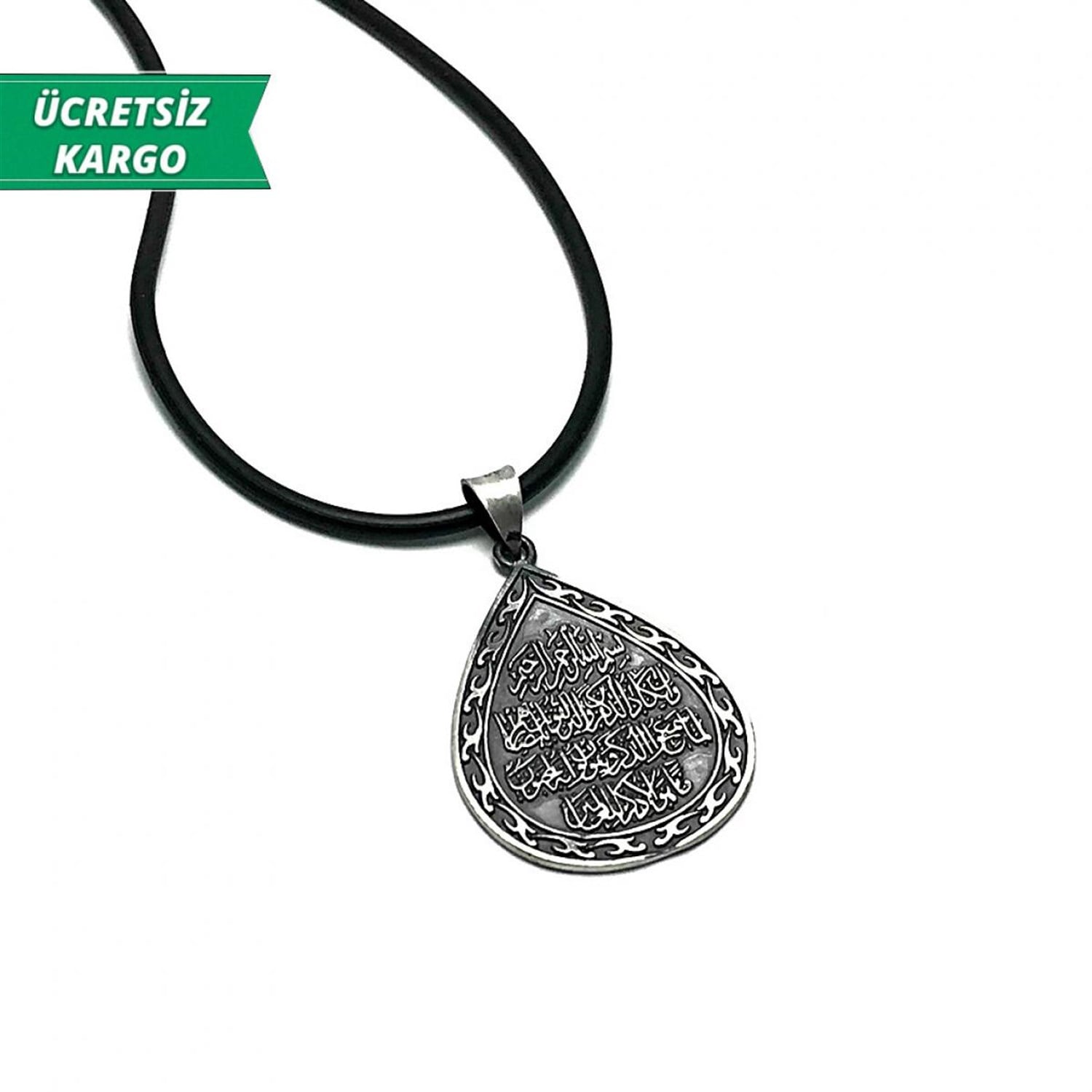 Nazar Duası İşlemeli Model Erkek Bayan Gümüş Kolye Ucu 
