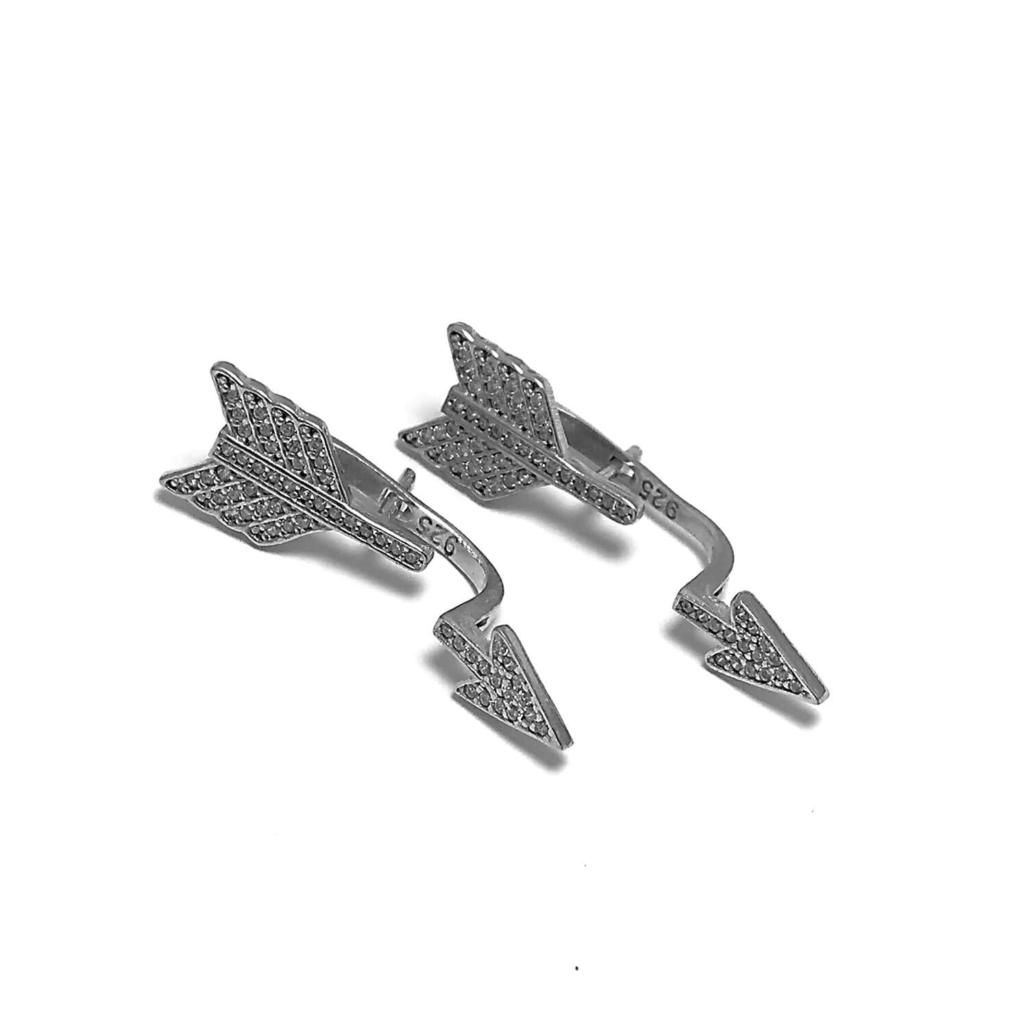 Ok Model 925 Ayar Zirkon Gümüş Küpe