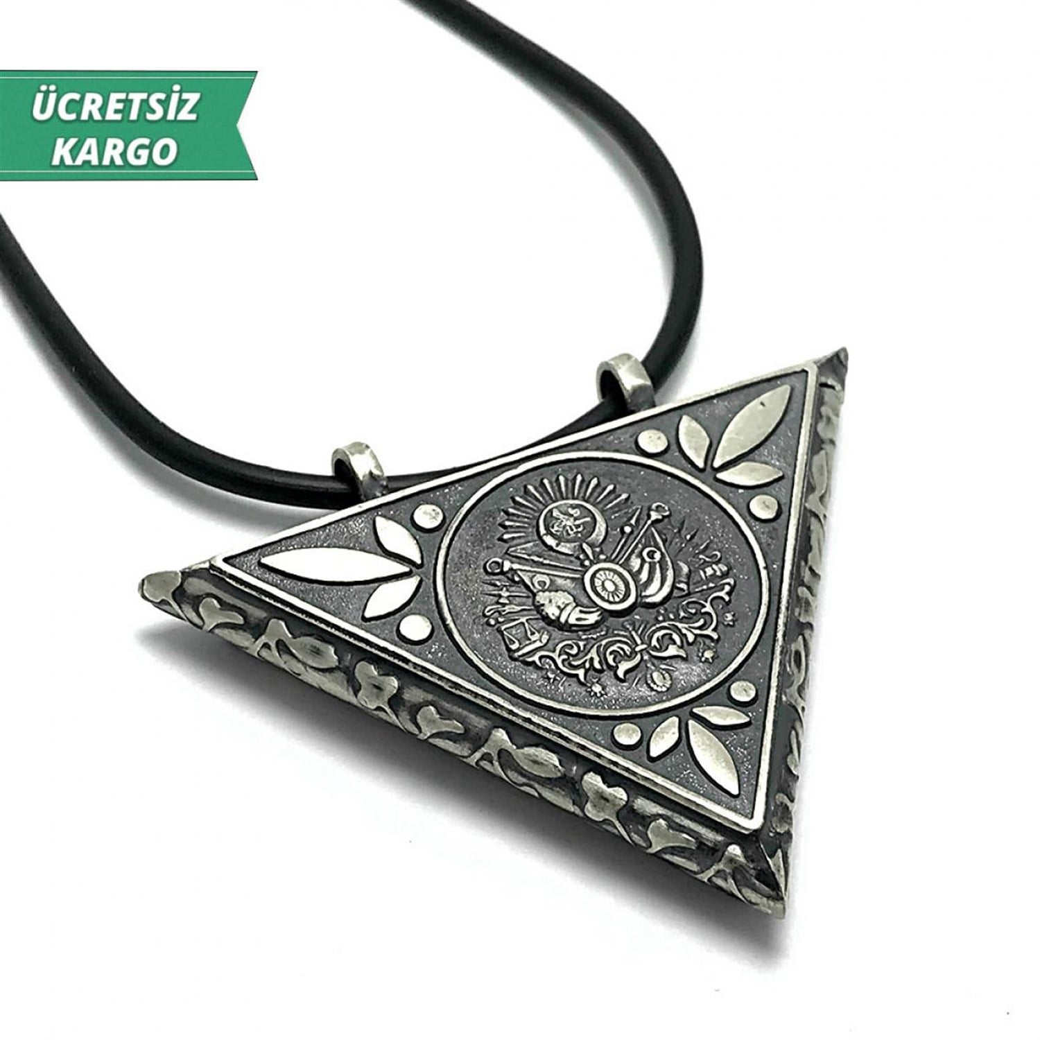 Osmanlı Armalı Muska Model Erkek Bayan Gümüş Kolye Ucu 