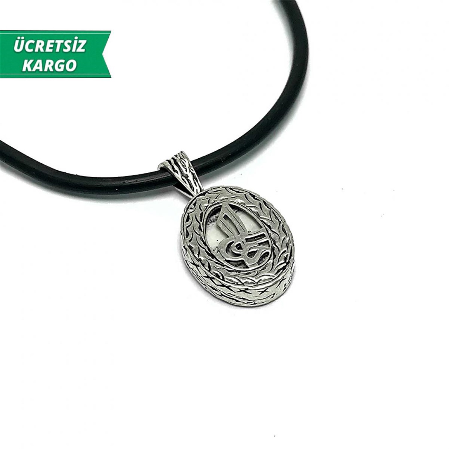 Osmanlı Tuğralı Elips Erkek Bayan Gümüş Kolye Ucu