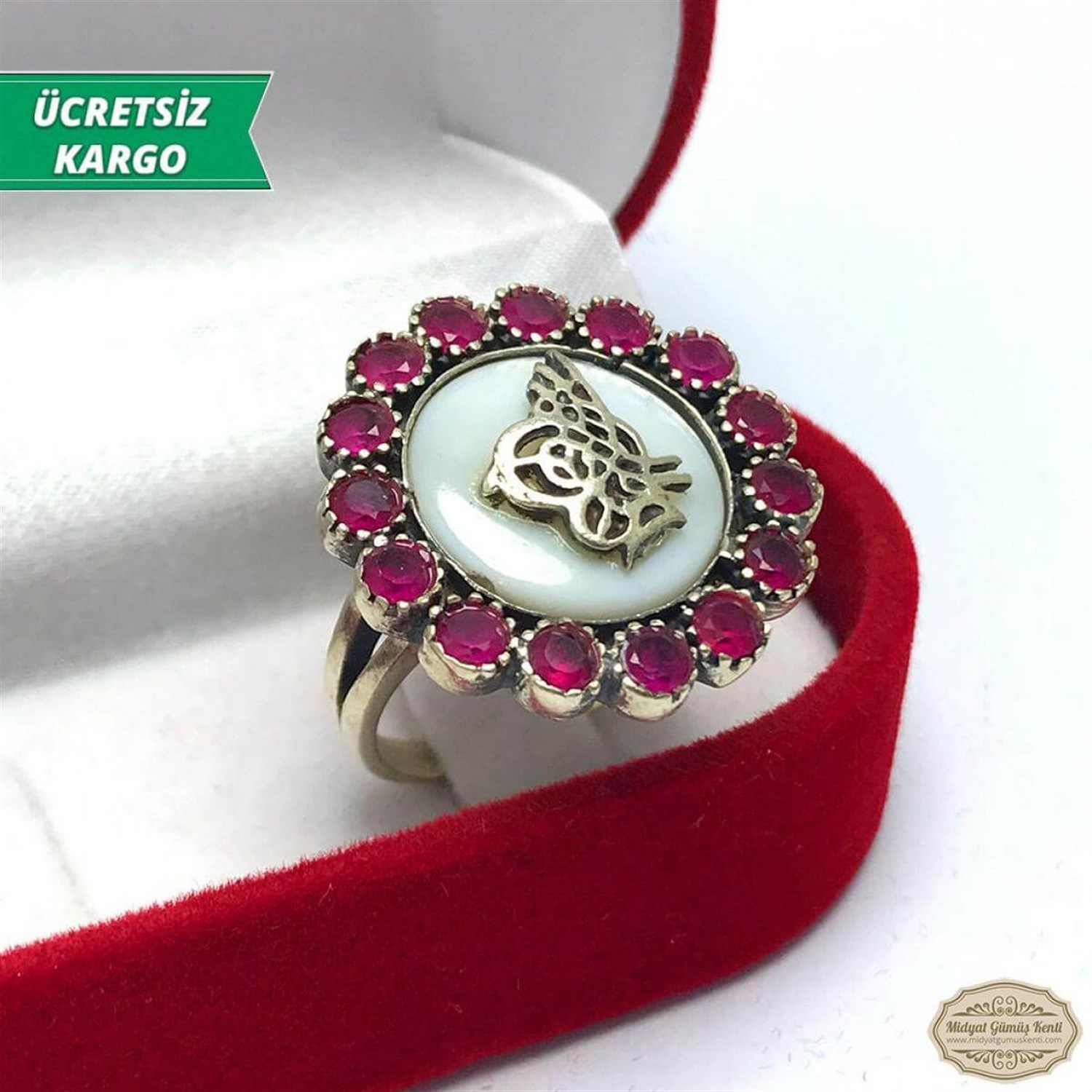 Osmanlı Tuğralı Model Bayan Otantik Gümüş Yüzük