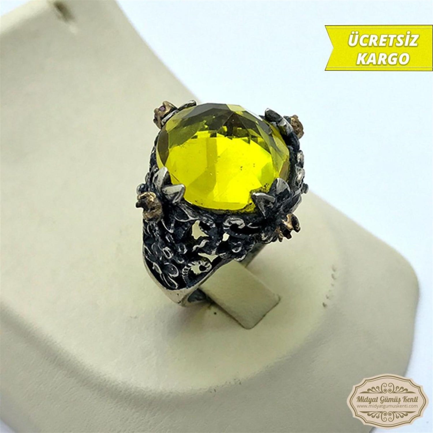 Peridot Taşlı Sarmaşık Model 925 Ayar Otantik Bayan Gümüş Yüzük