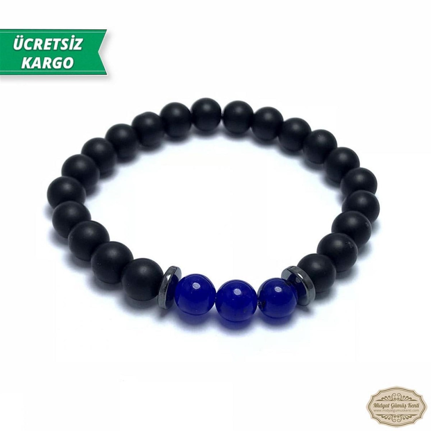 Safir Taşlı Mat Oniks Model Erkek Bayan Bileklik