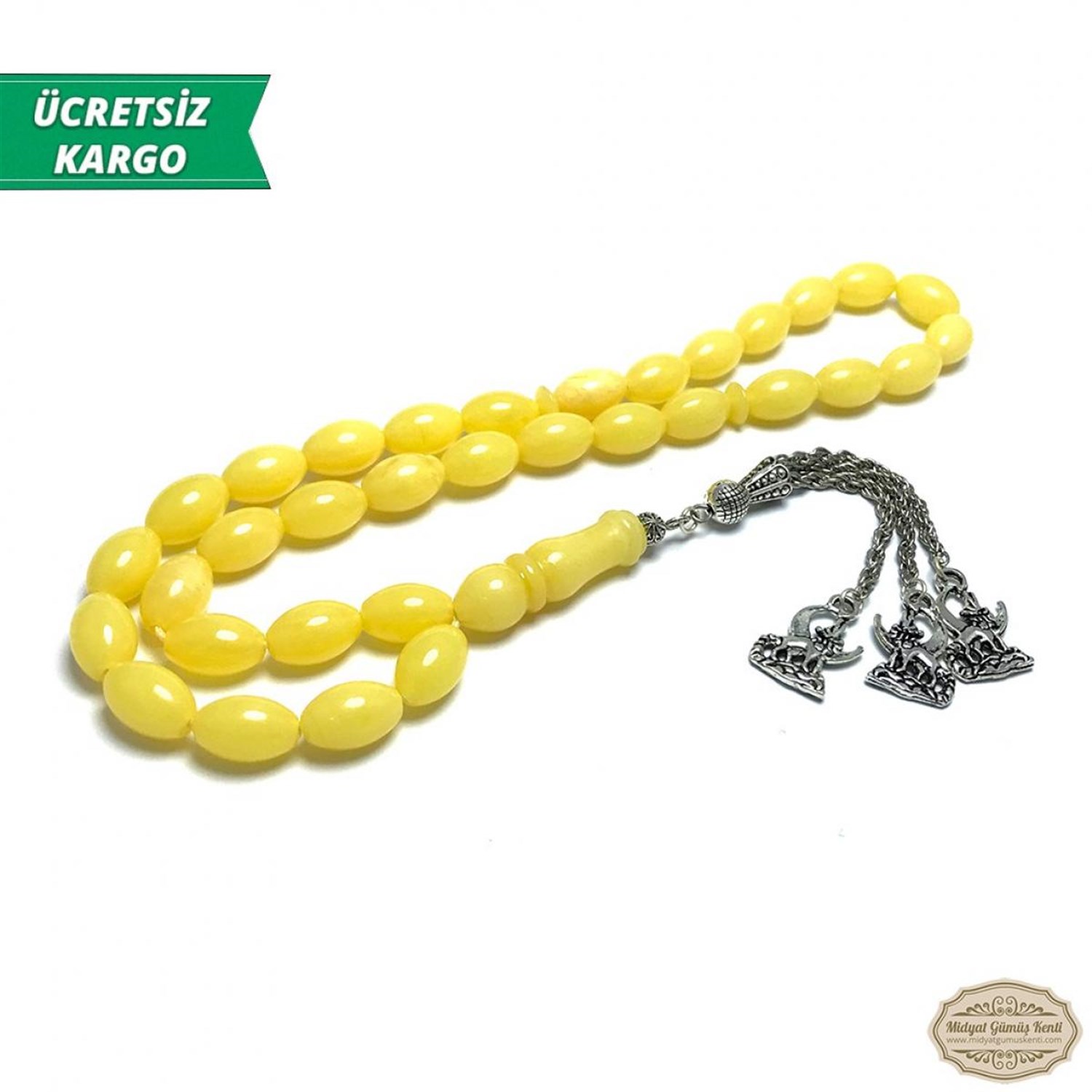 Sarı Renk Beyrut Damlası Kokulu Toz Kehribar Tesbih