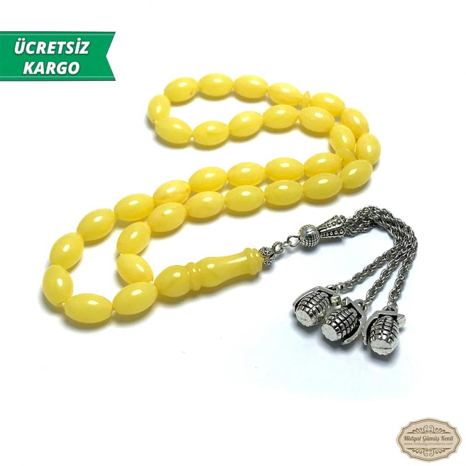 Sarı Renk Beyrut Damlası Kokulu Toz Kehribar Tesbih