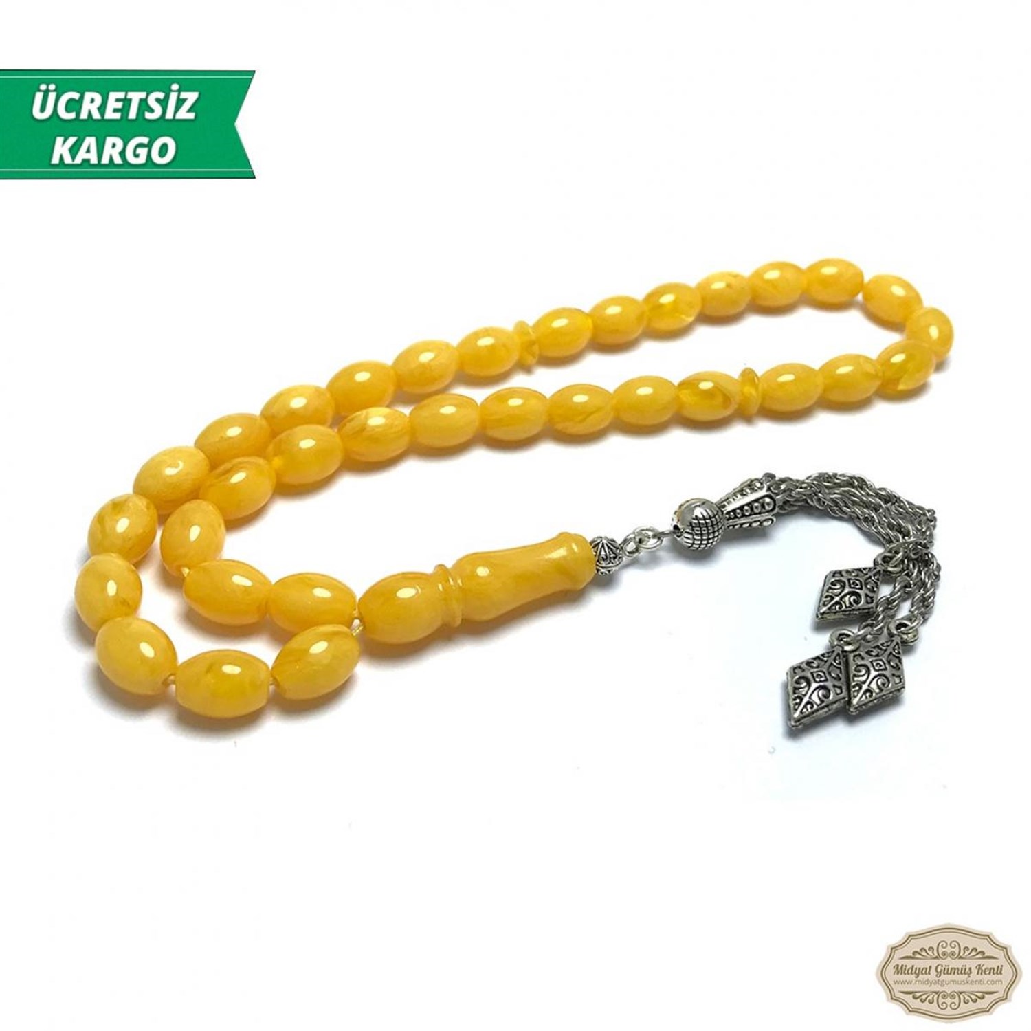 Sarı Renk Beyrut Damlası Kokulu Toz Kehribar Tesbih