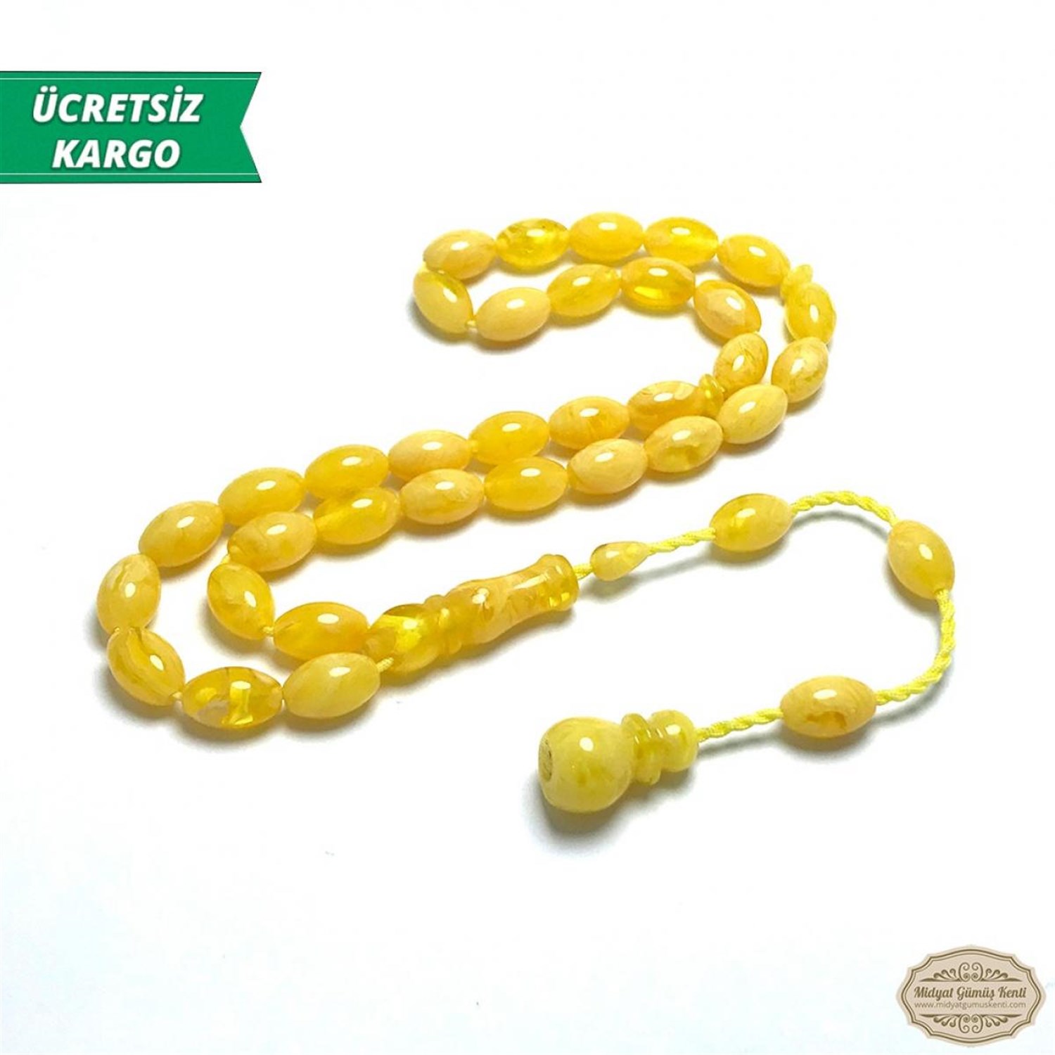Sarı Renk Beyrut Damlası Kokulu Toz Kehribar Tesbih