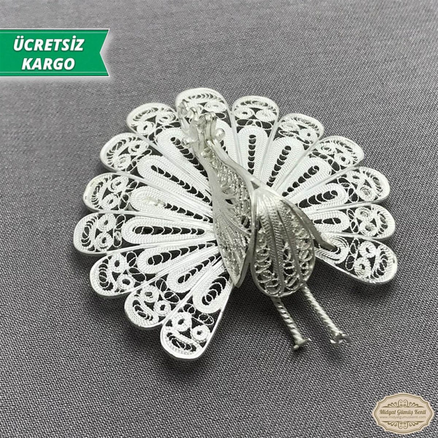 Tavuzkuşu Model Telkari Bayan Gümüş Broş