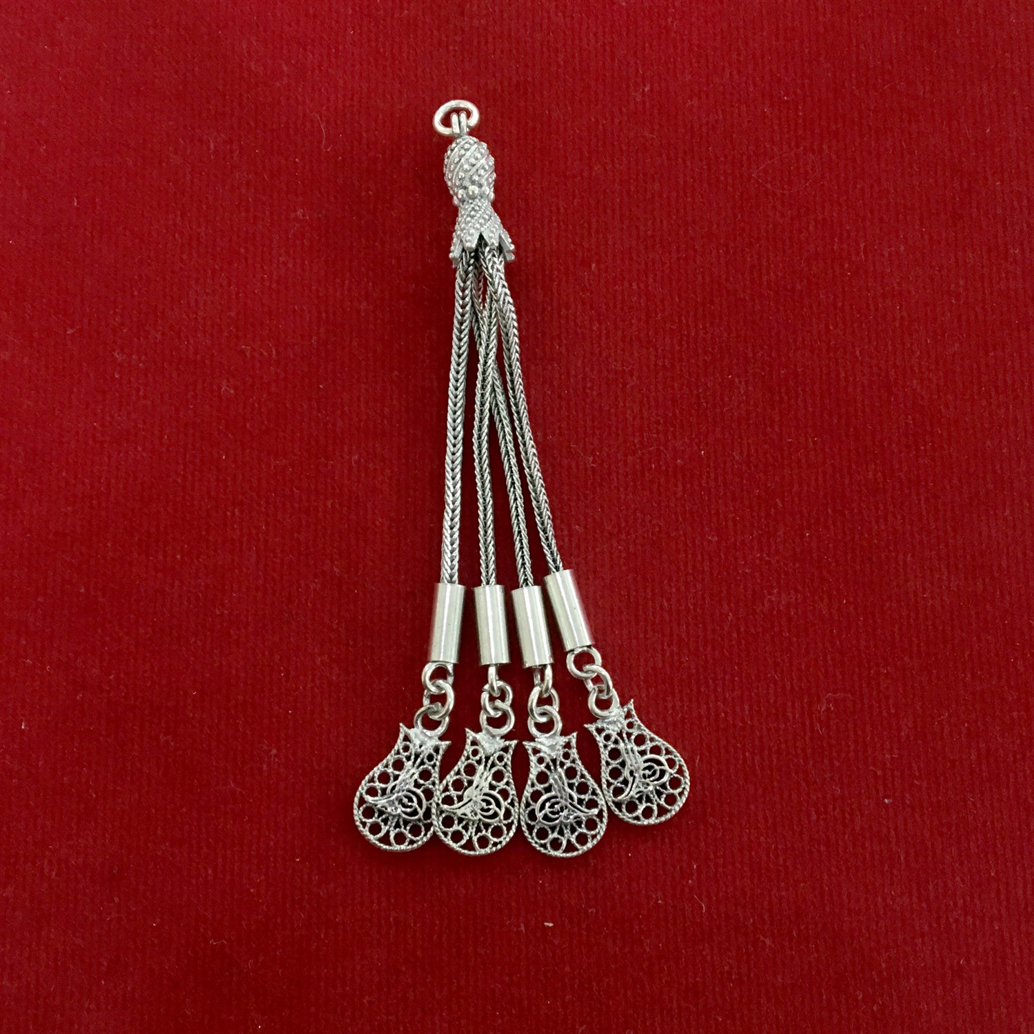 Tuğra Lale Tasarım 4lü Gümüş Tespih Püskülü