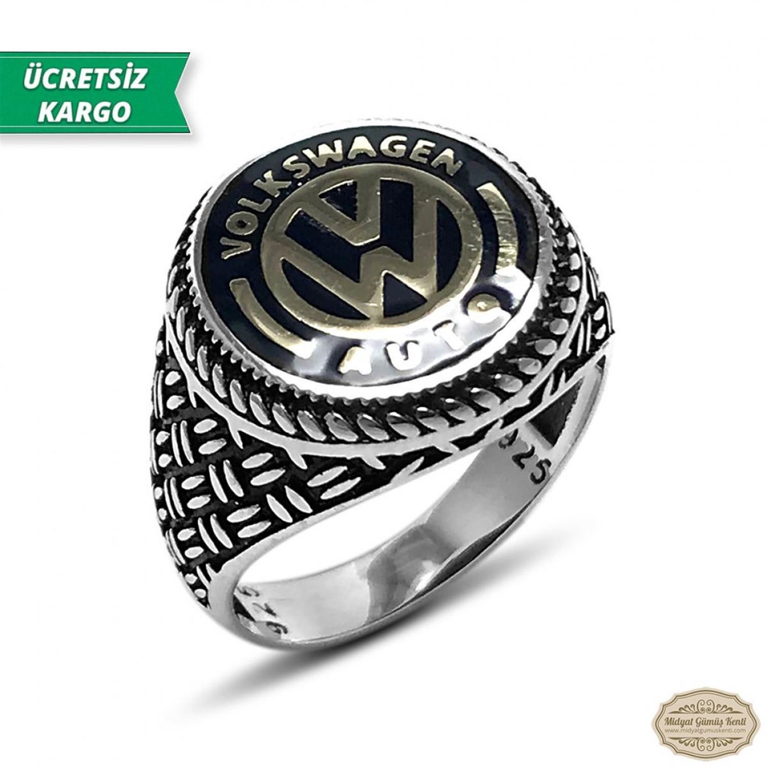 Volkswagen Amblemli 925 Ayar Gümüş Erkek Yüzük