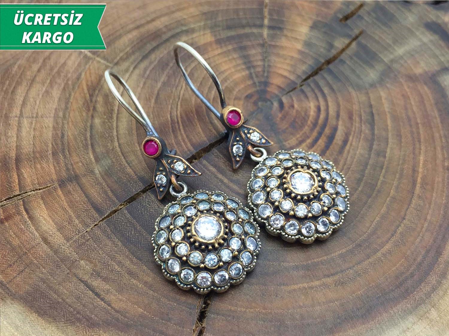 Zirkon Taşlı 925 Ayar Gümüş Bayan Otantik Küpe