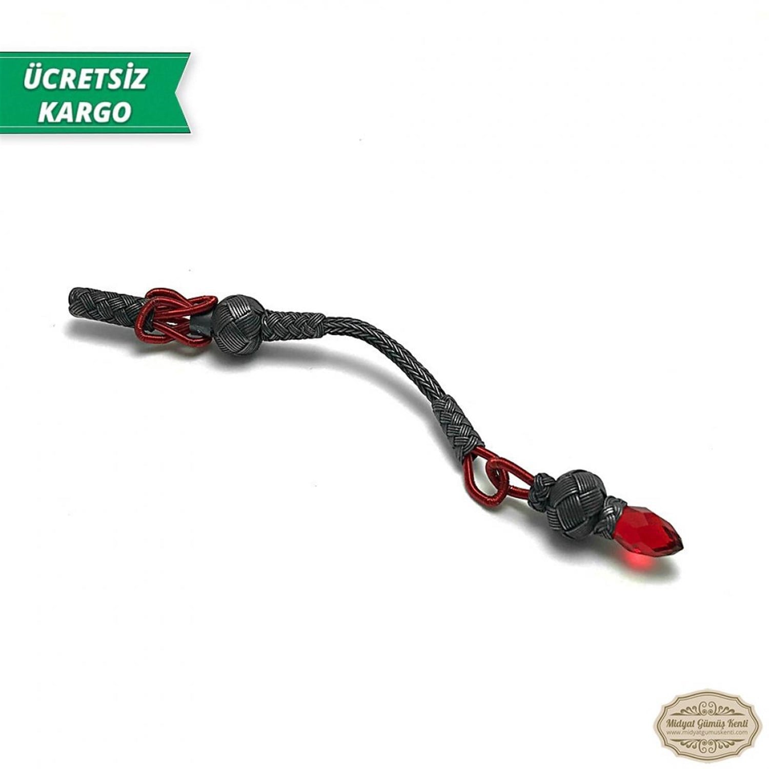 Zümrüt Taşlı 1000 Ayar Kazaziye Gümüş Tespih Püskülü