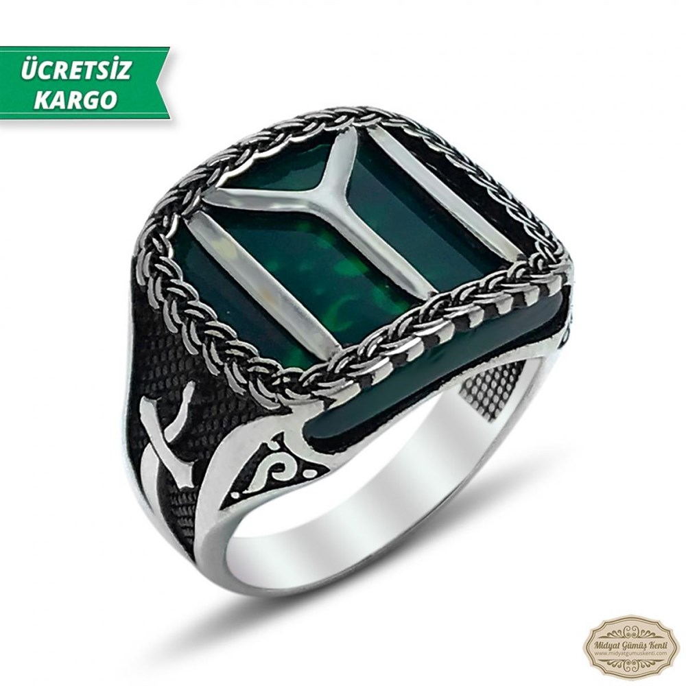 Akik Taşlı Kayı Boyu Model 925 Ayar Gümüş Erkek Yüzük 