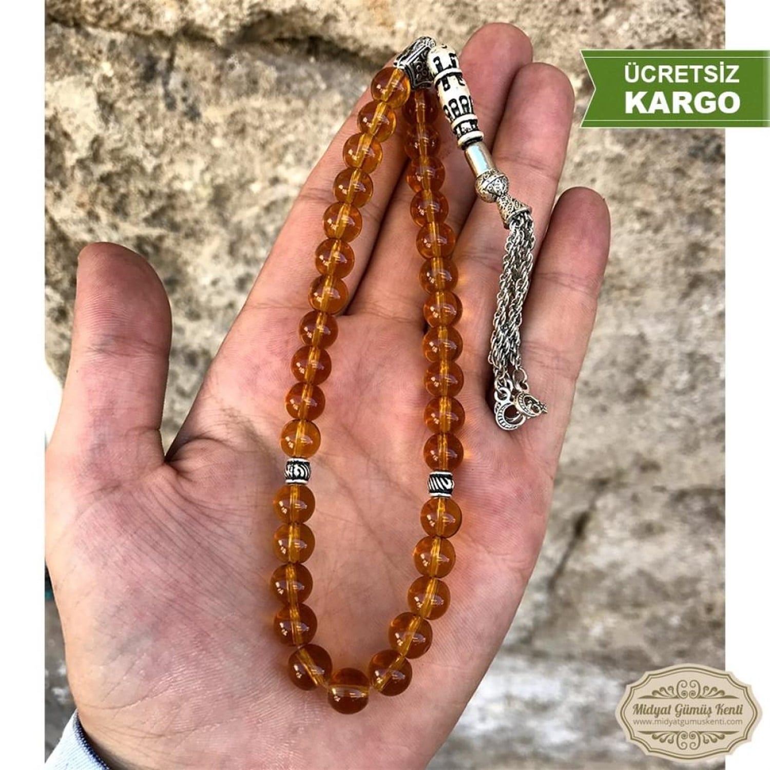 Akik Taşlı Küre Kesim Doğal Taşlı Tesbih
