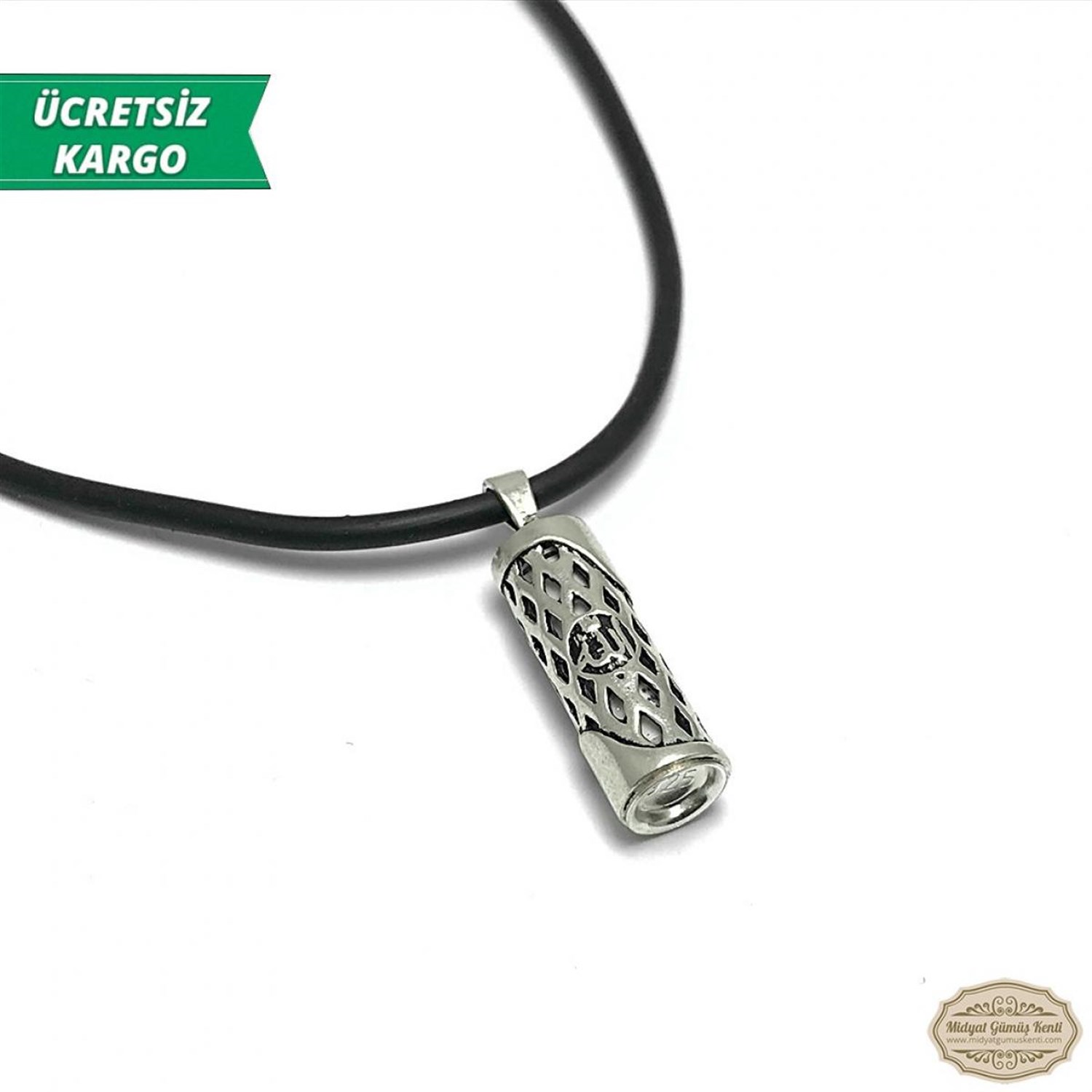 Allah Yazılı Kapsül Model Erkek Bayan Gümüş Kolye Ucu