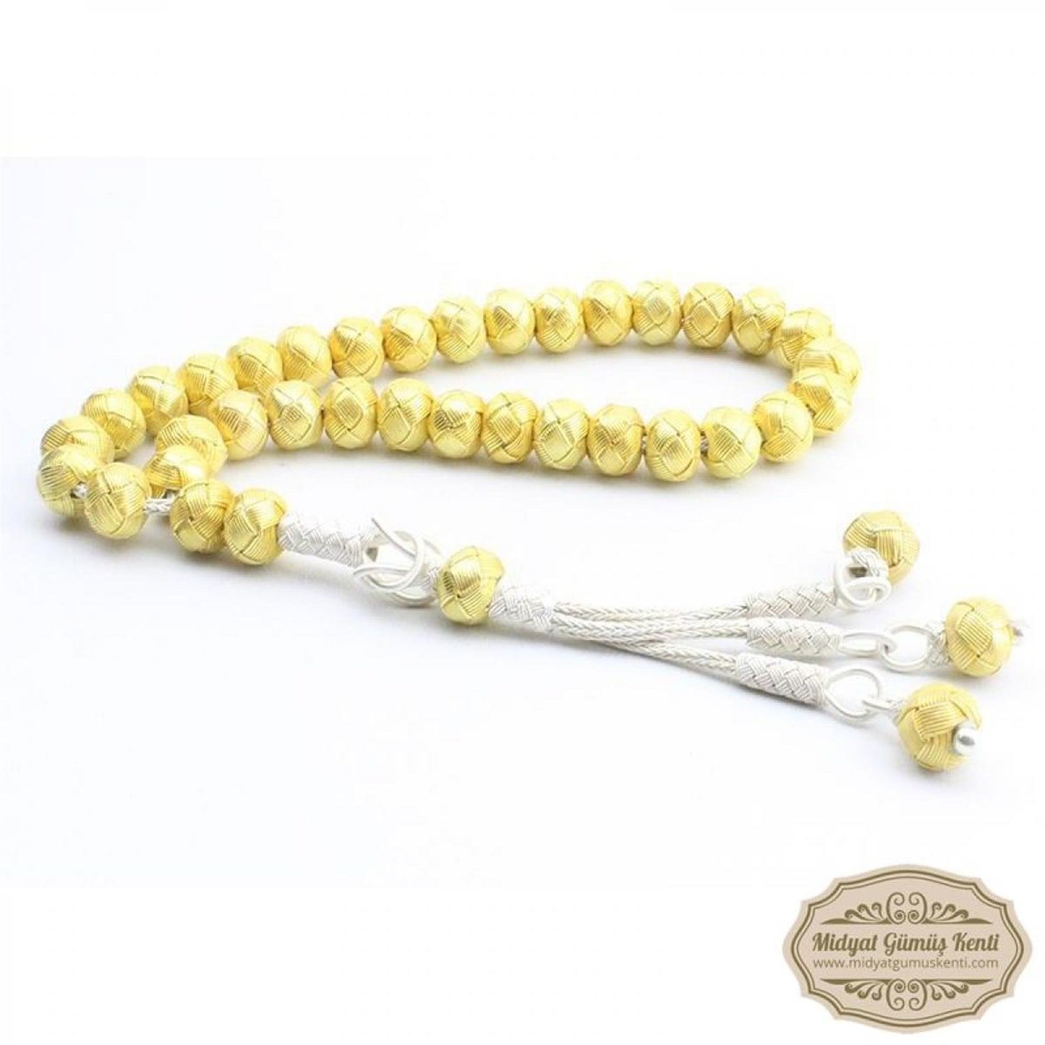 Altın Yaldız Model 1000 Ayar El Örmesi Kazaziye Gümüş Tesbih