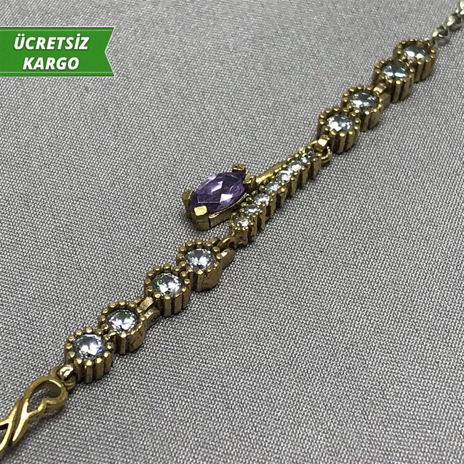 Ametist Taşlı Model Otantik Bayan Gümüş Bileklik