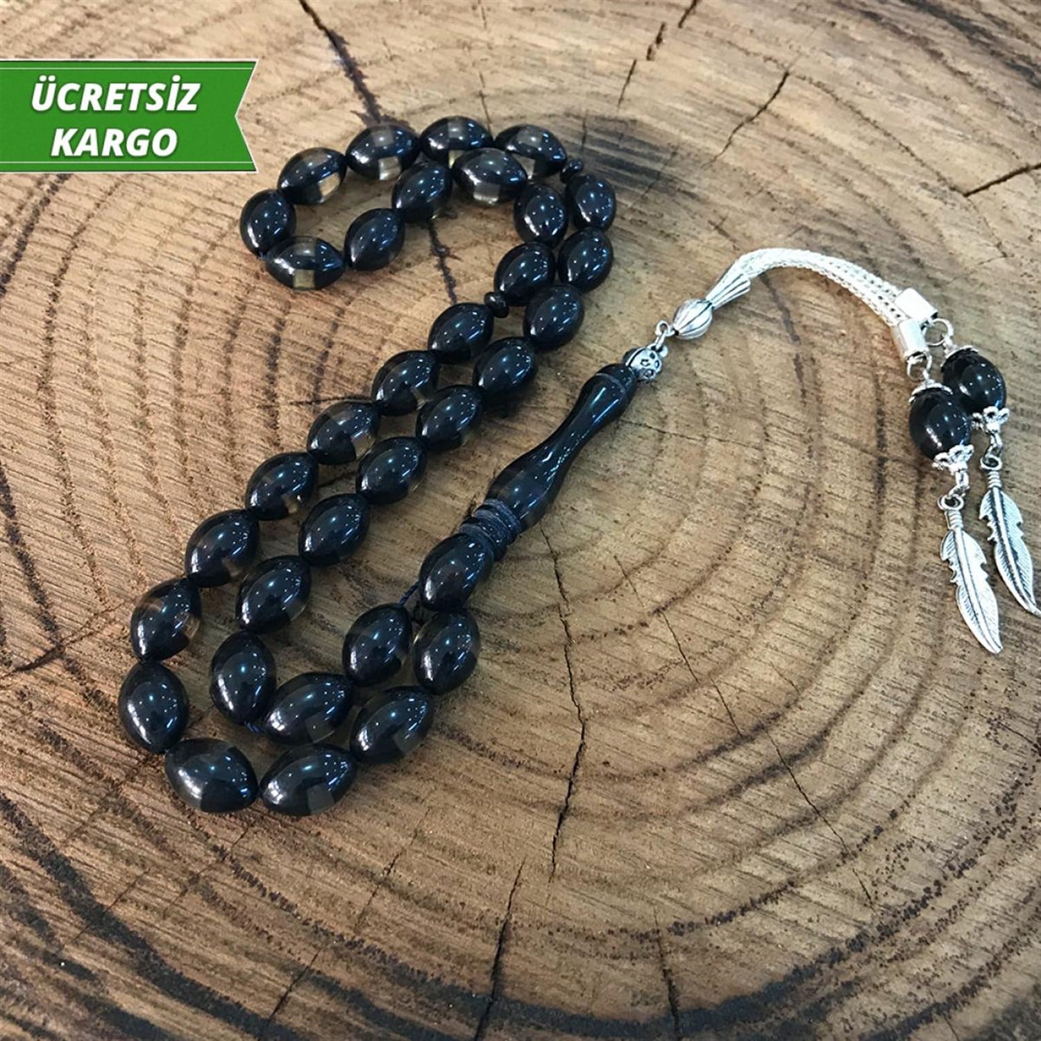 Arpa Kesim Sürmeli Toz Kehribar Tesbih