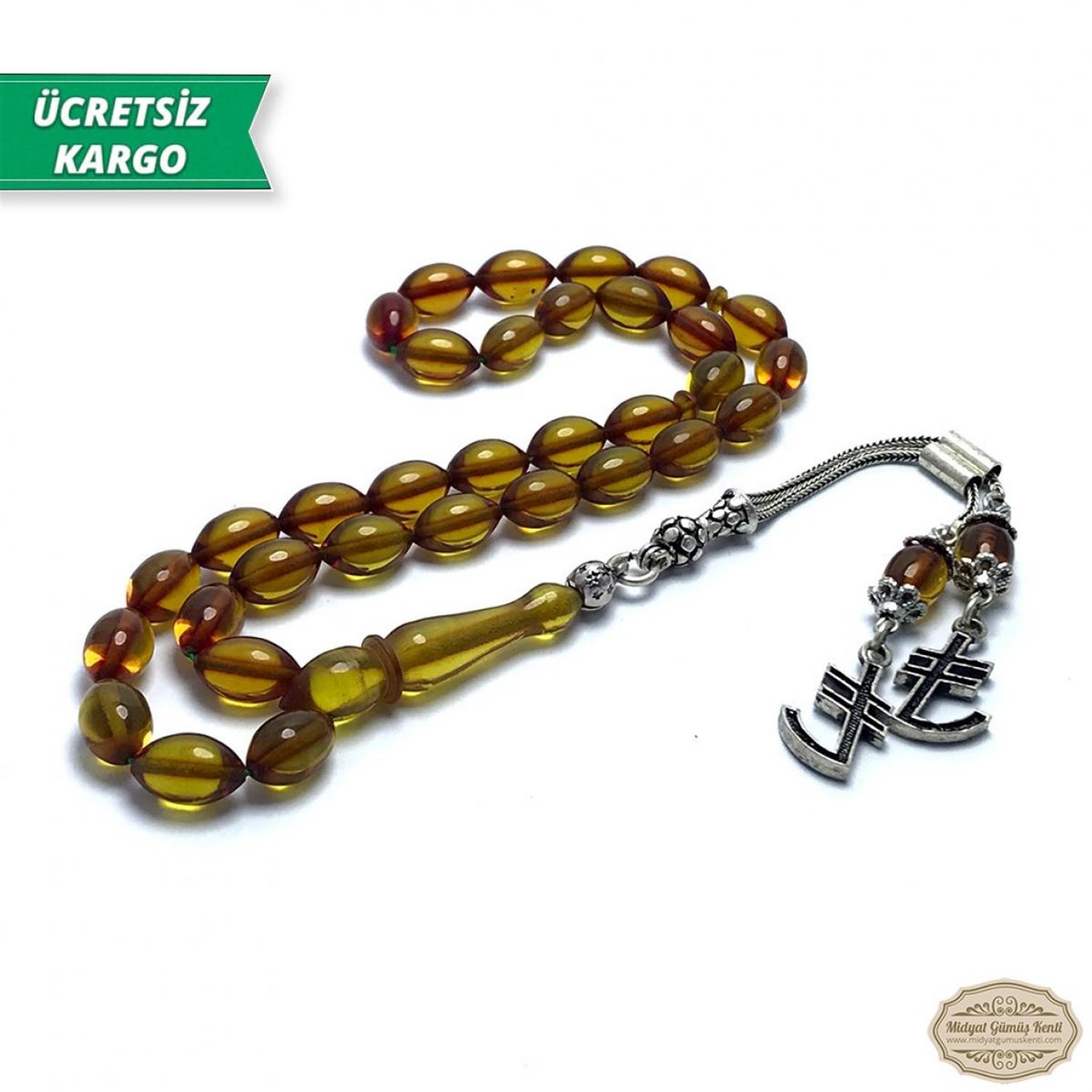 Arpa Kesim Zeytinyağı Renkte Ateş Kehribar Tesbih