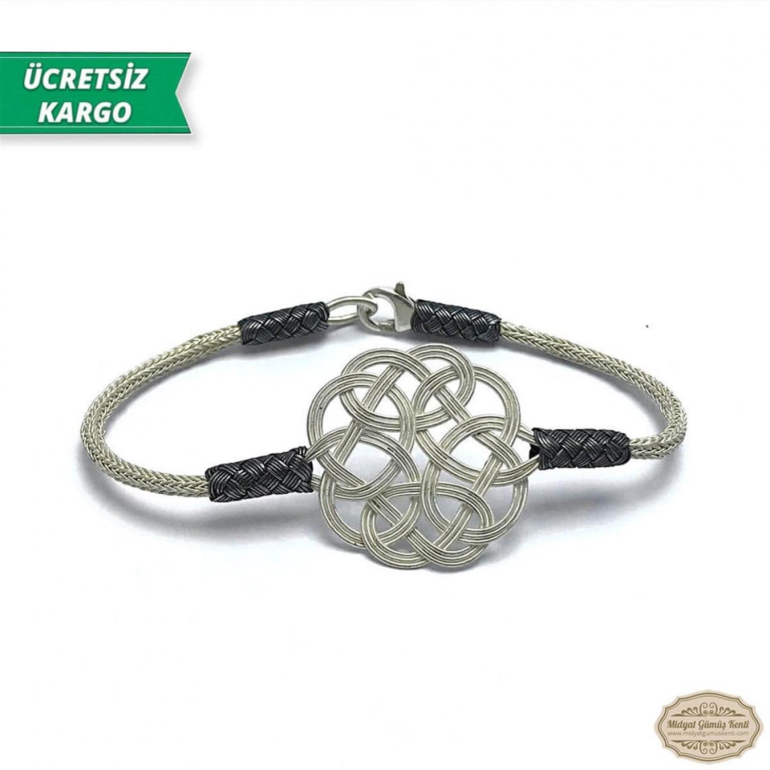 Aşk Düğümü Model 1000 Ayar Gümüş El Örmesi Erkek Bayan Bileklik