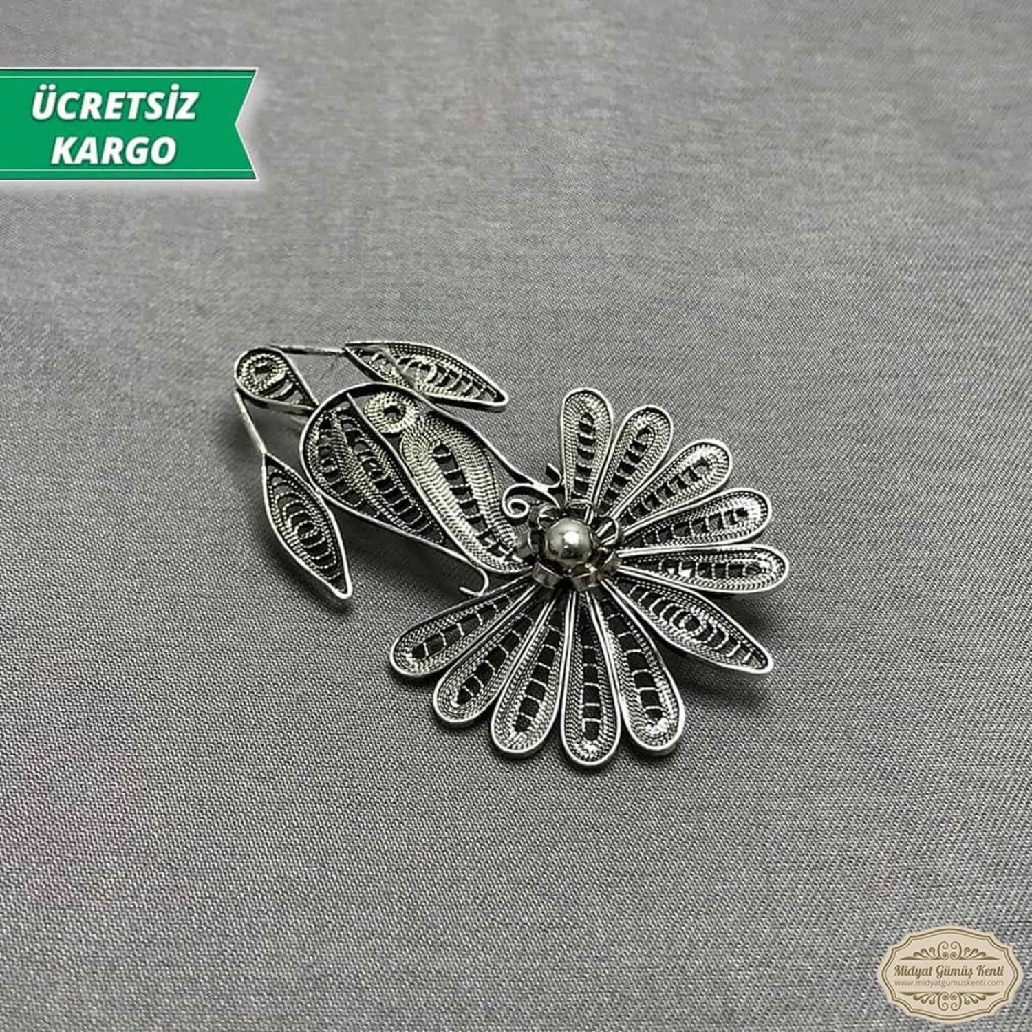 Ayçiçeği Model Telkari Bayan Gümüş Broş