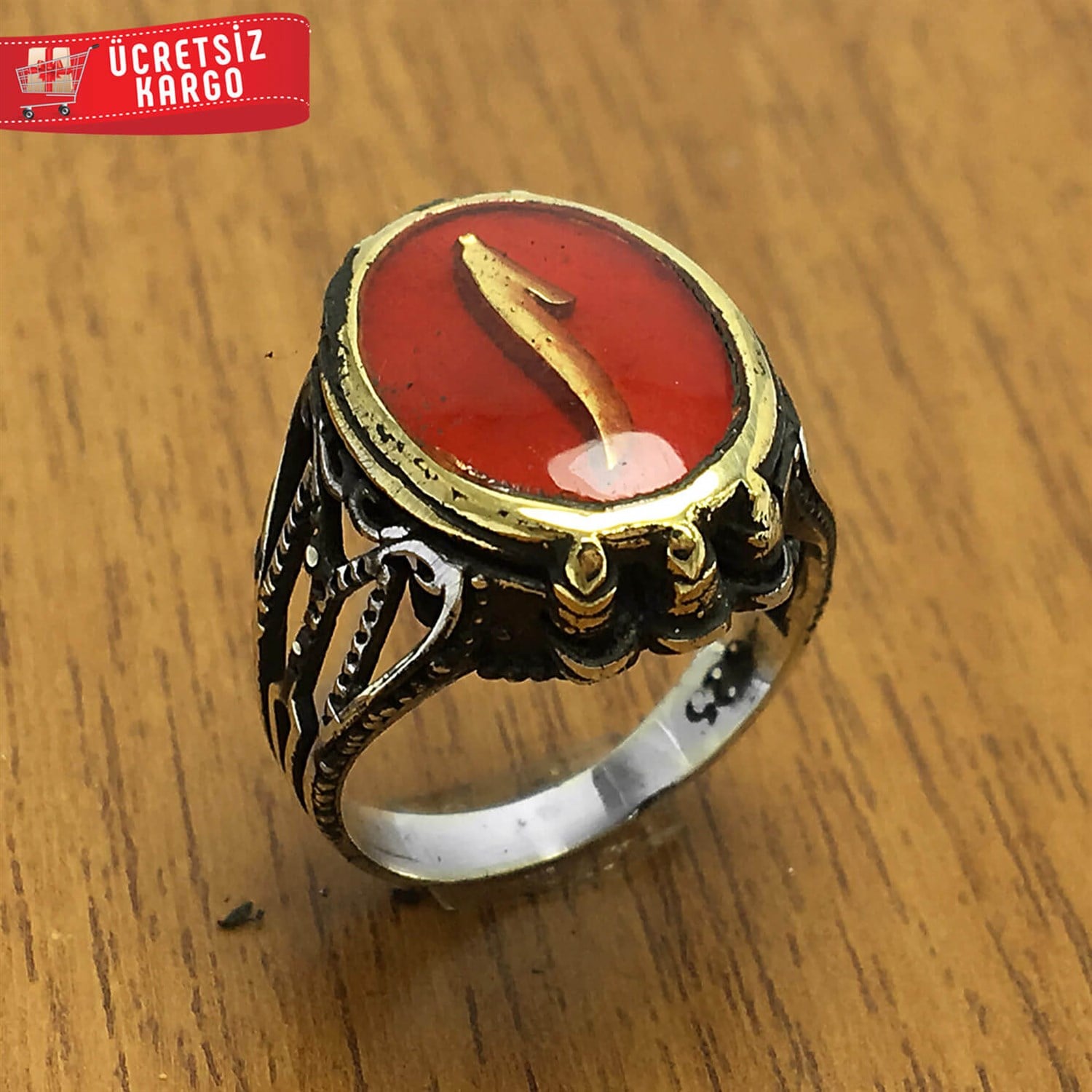 Ayyıldız  Tasarım 925 Ayar Erkek Gümüş Yüzük
