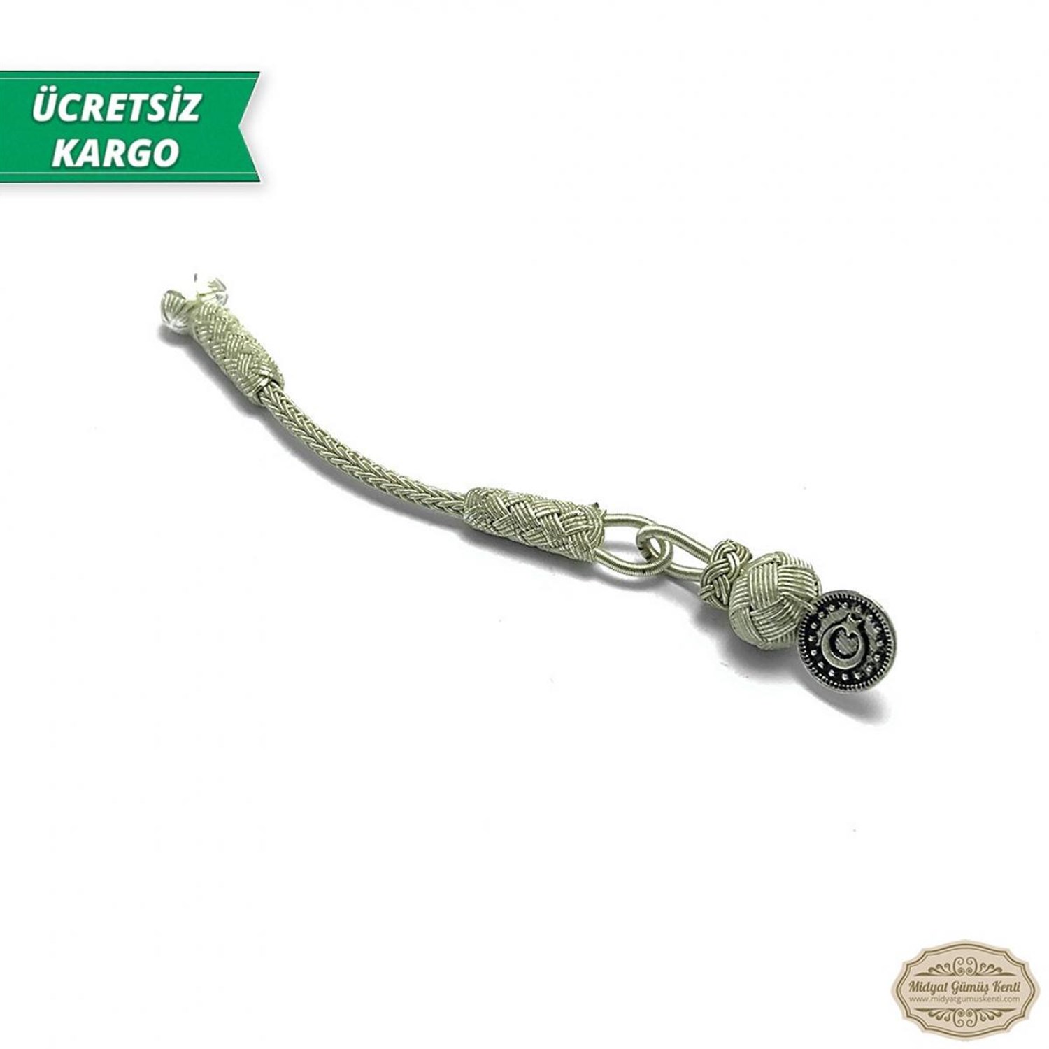 Ayyıldız Motifli 1000 Ayar Kazaziye Gümüş Tespih Püskülü