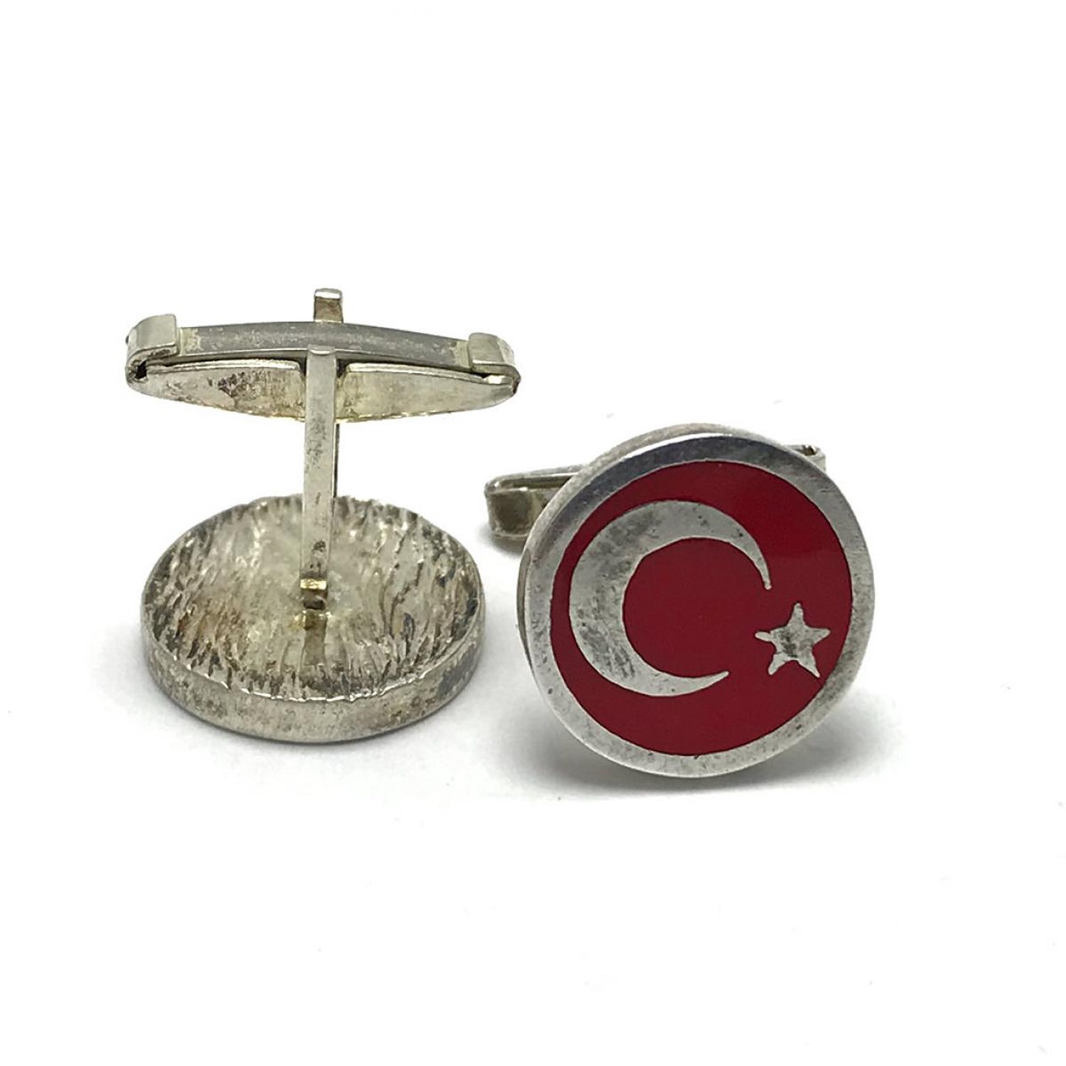 Ayyıldızlı Model Erkek Gümüş Kol Düğmesi