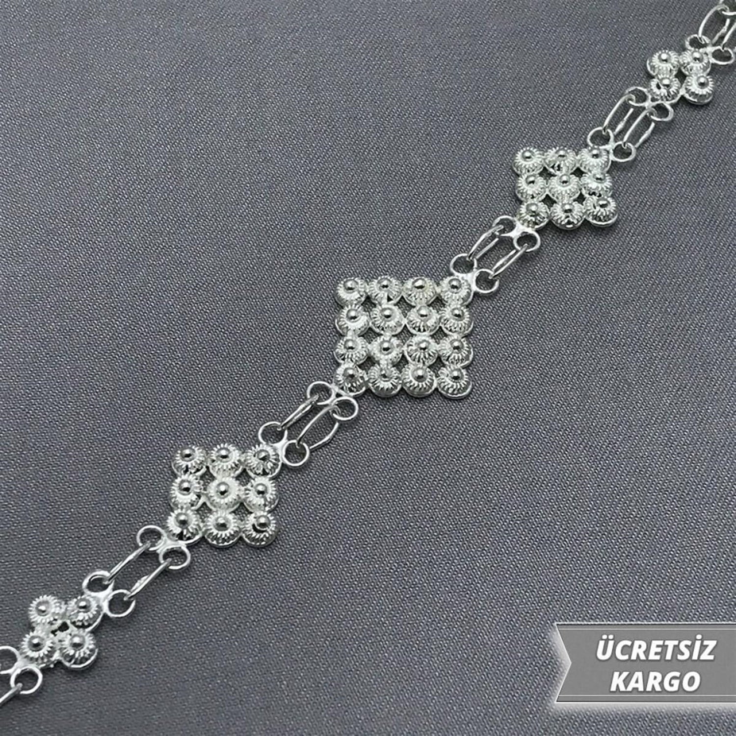 Babil Model 925 Ayar Midyat Telkari Yöresel Gümüş Bayan Bileklik