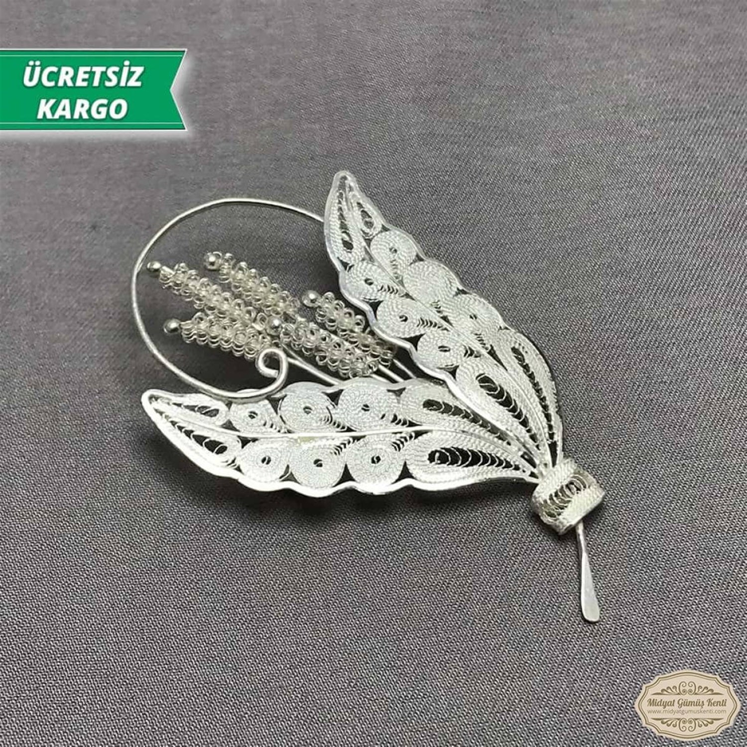 Başak Model Telkari Bayan Gümüş Broş