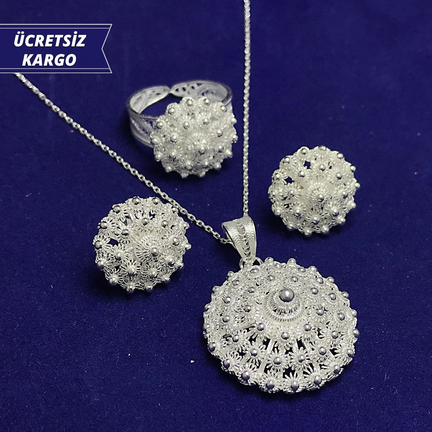 Bereket Model 925 Ayar Telkari Bayan Gümüş Üçlü Set