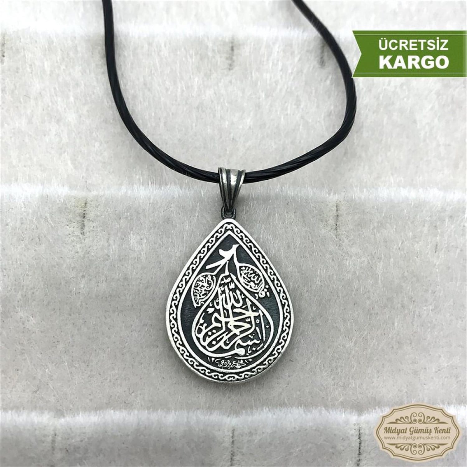 Besmele-i Şerif Yazılı 925 Ayar Dualı Erkek Gümüş Kolye Ucu