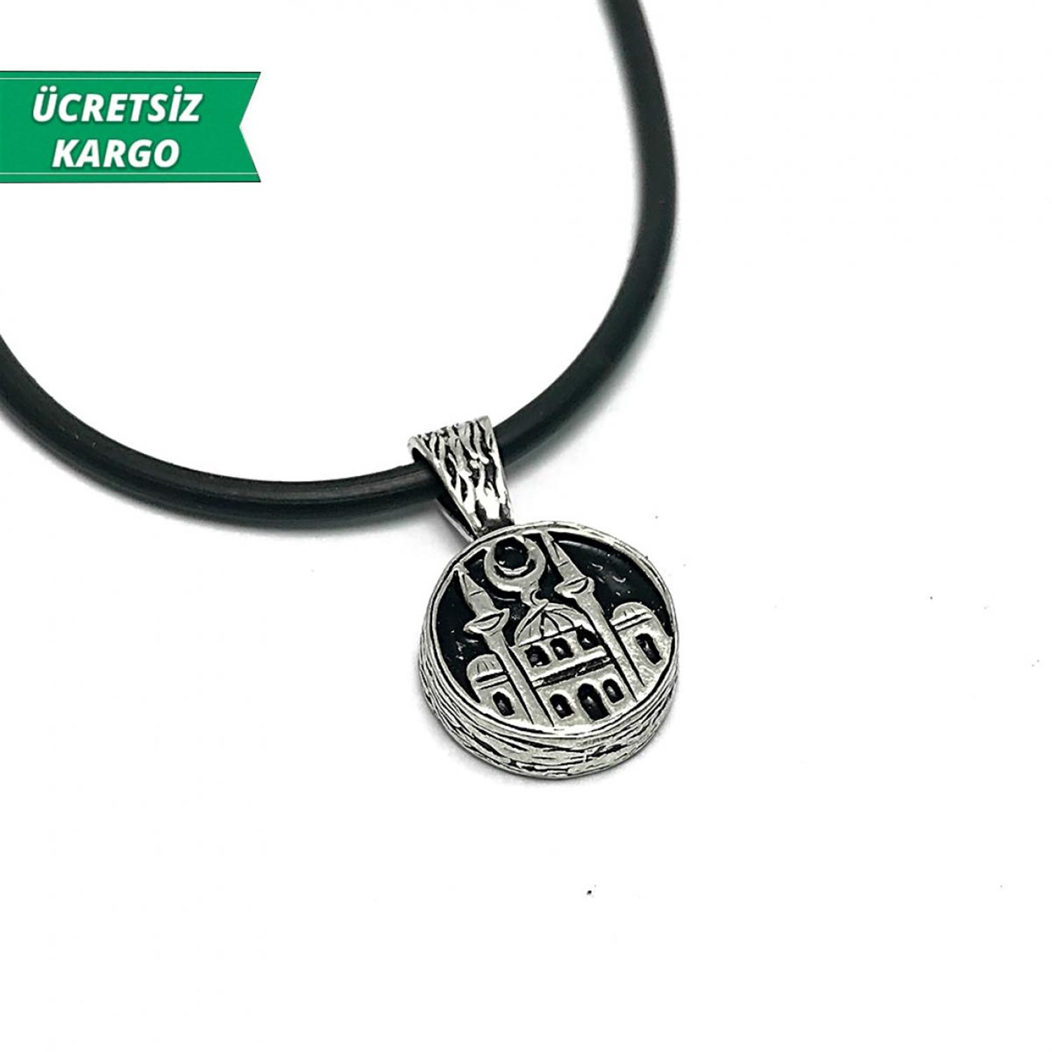 Cami işlemeli Erkek Bayan Gümüş Kolye Ucu