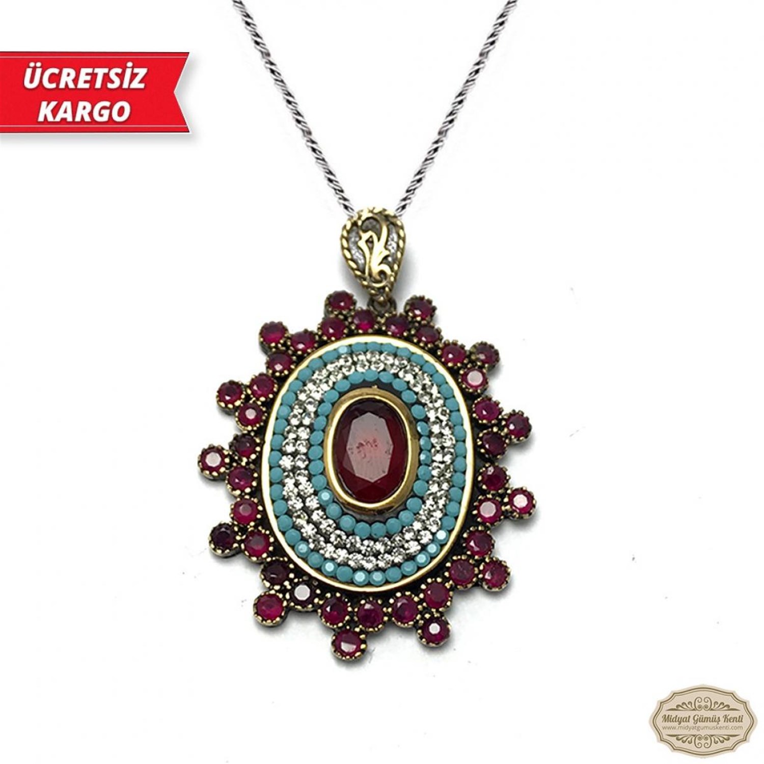 Çiçek Model Midyat Yöresel Otantik Gümüş Kolye Ucu