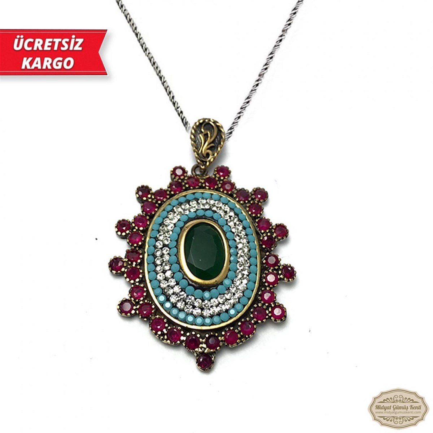 Çiçek Model Midyat Yöresel Otantik Gümüş Kolye Ucu