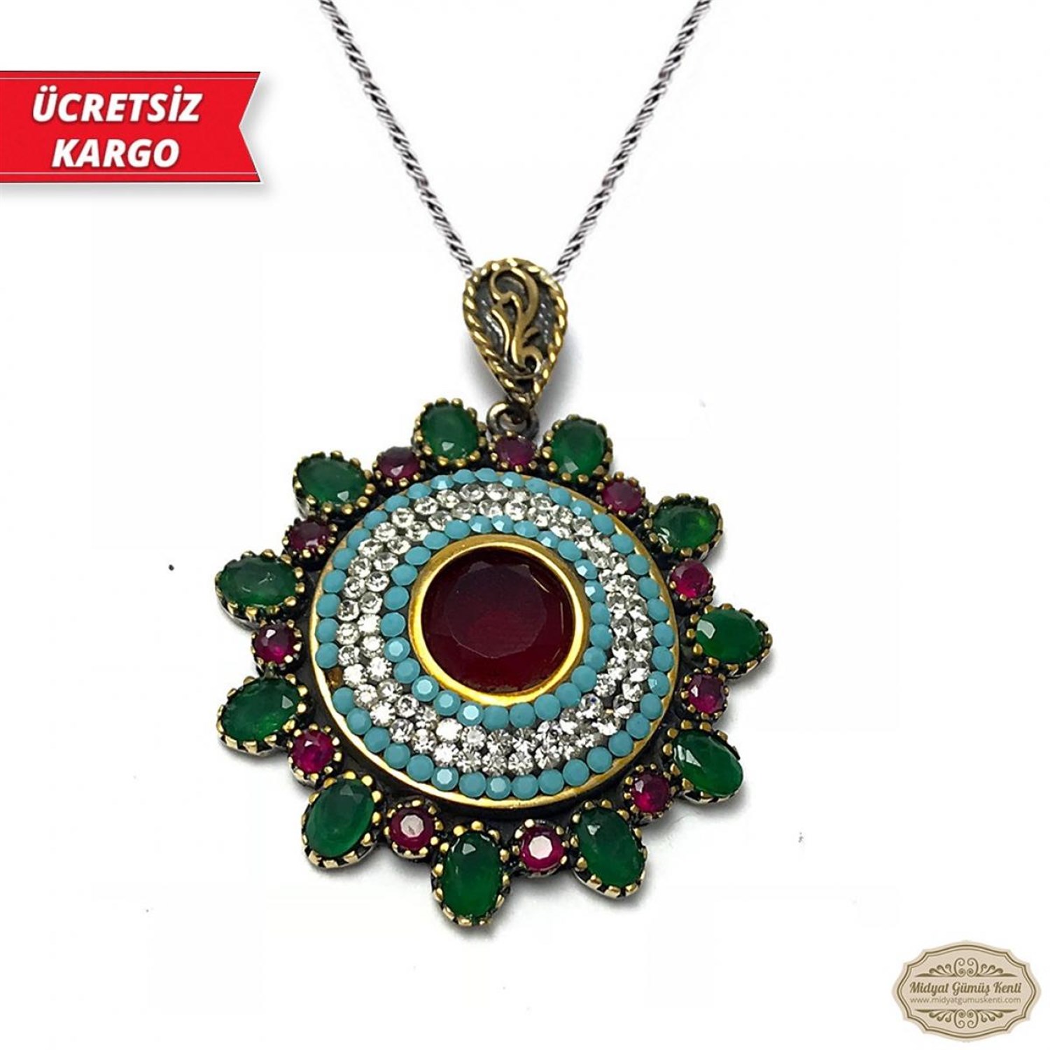 Çiçek Model Midyat Yöresel Otantik Gümüş Kolye Ucu