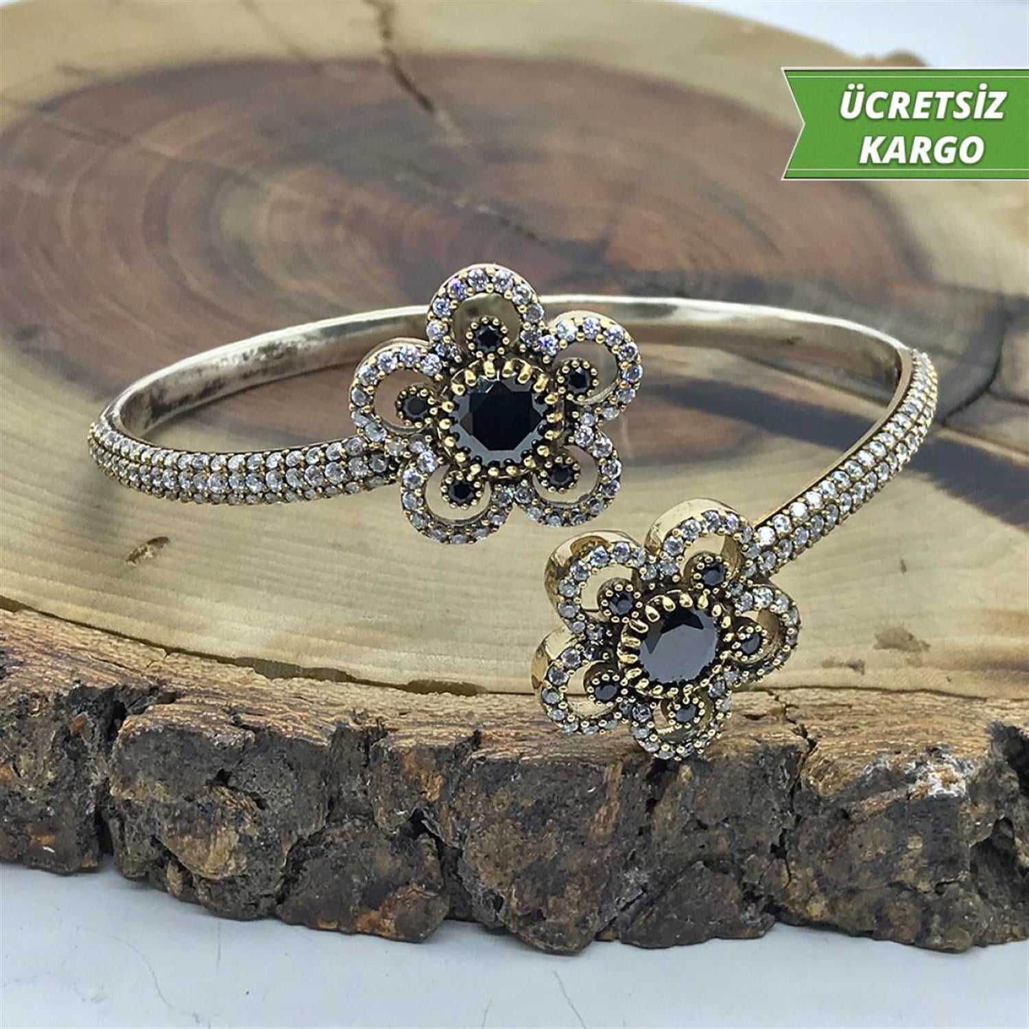 Çiçek Model Otantik Midyat Bayan Gümüş Bilezik