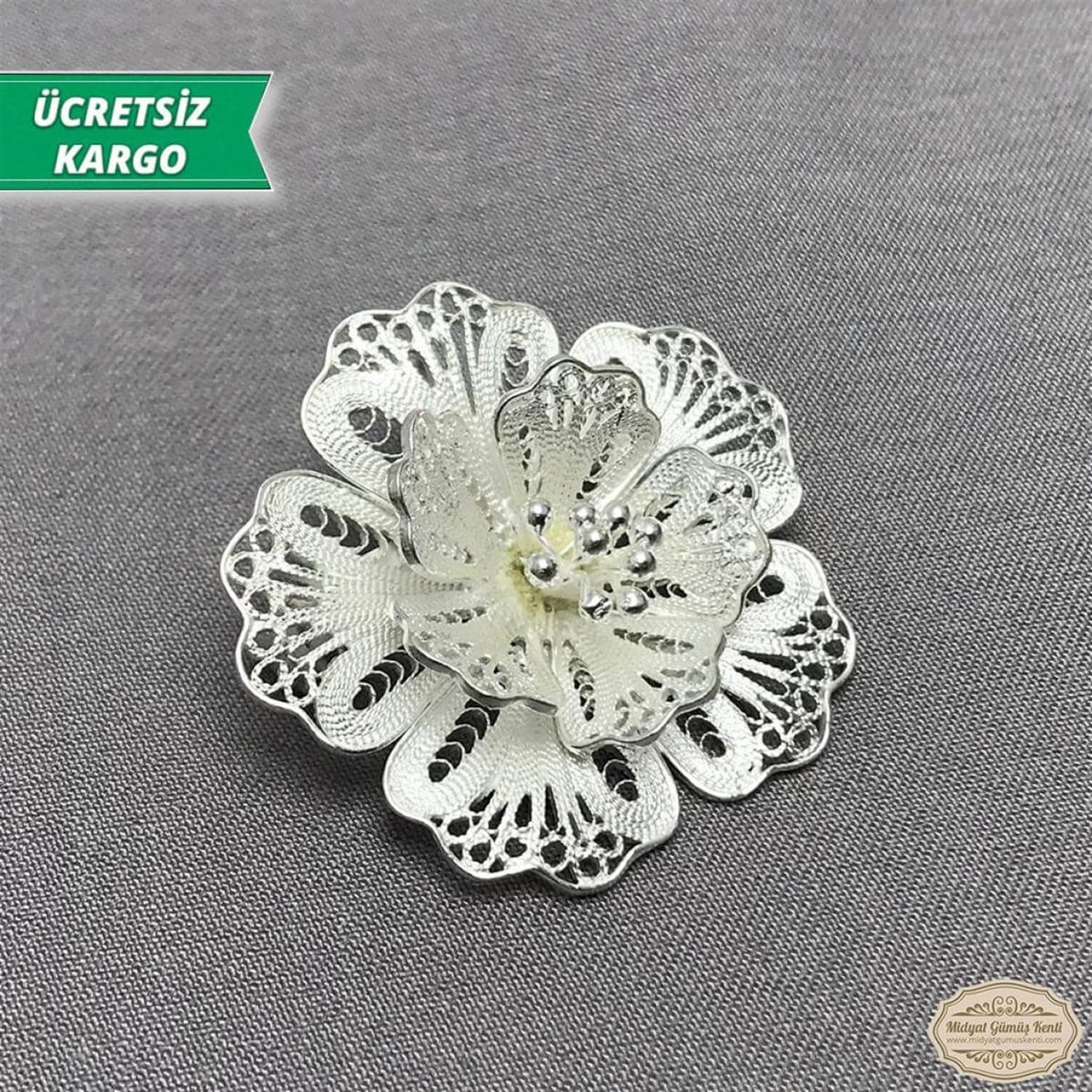 Çiçek Model Telkari Bayan Gümüş Broş