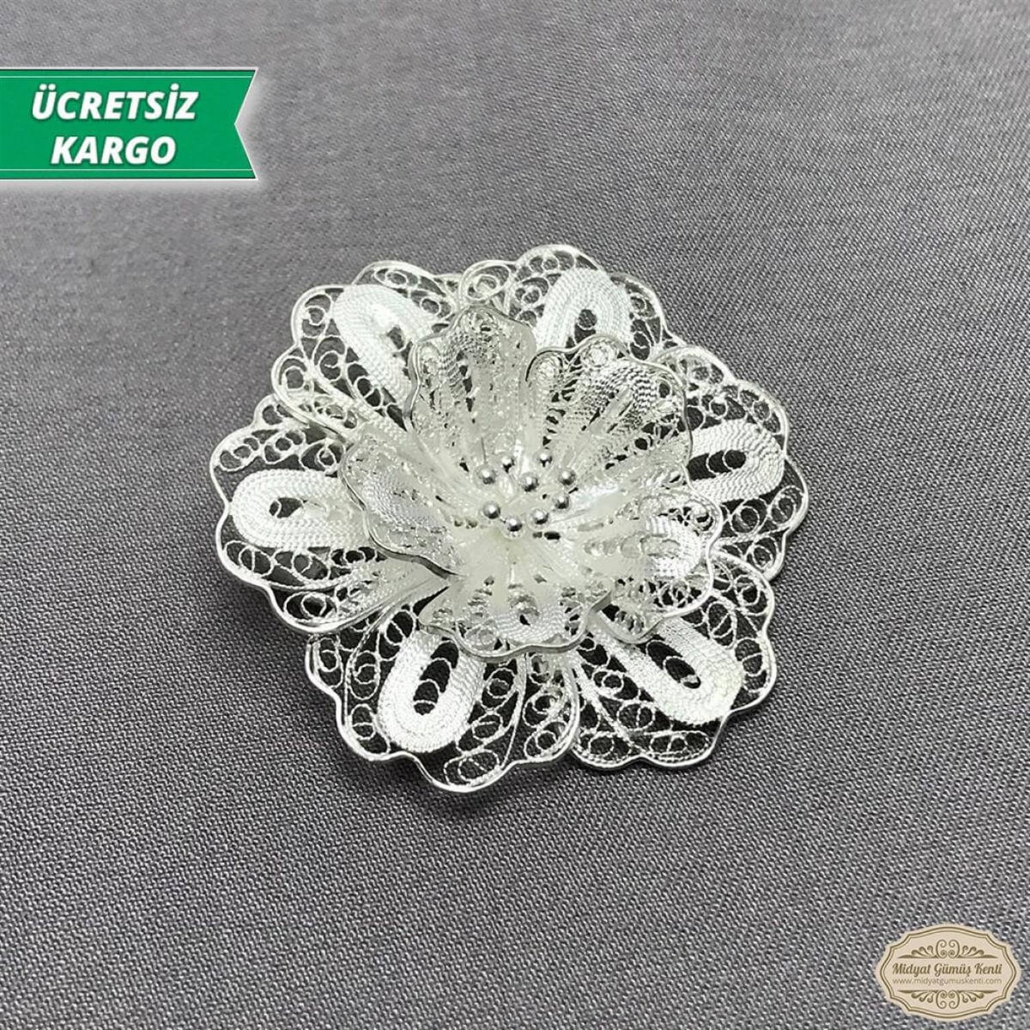 Çiçek Model Telkari Bayan Gümüş Broş