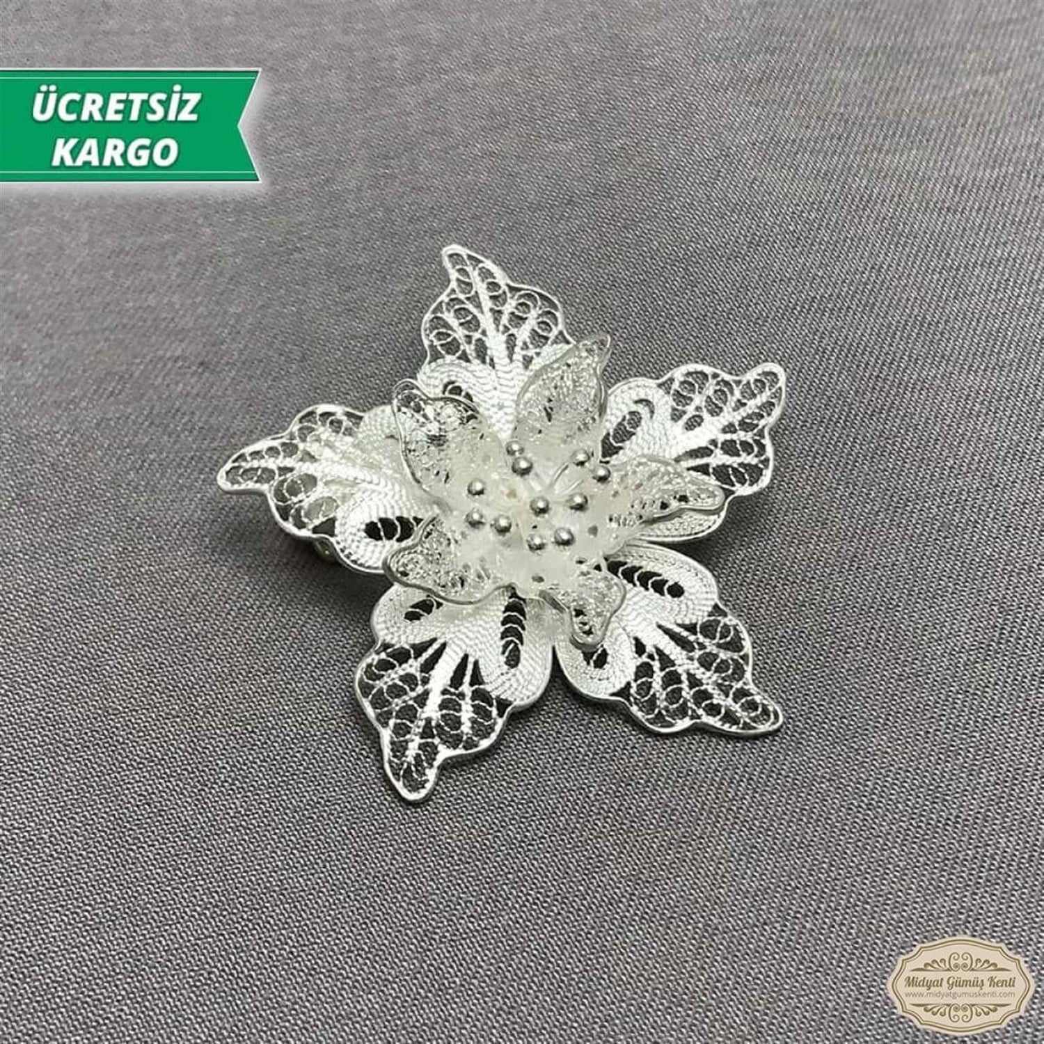 Çiçek Model Telkari Bayan Gümüş Broş