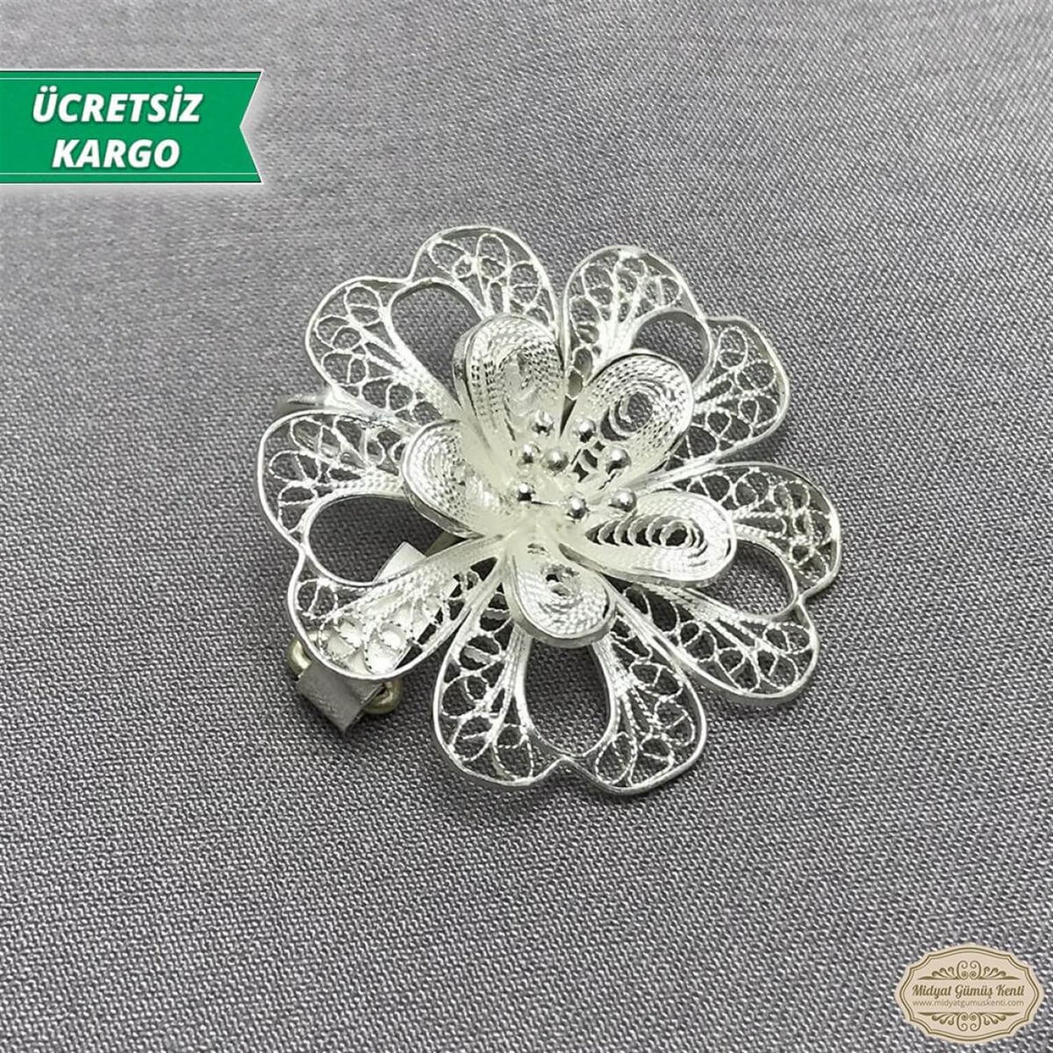 Çiçek Model Telkari Bayan Gümüş Broş