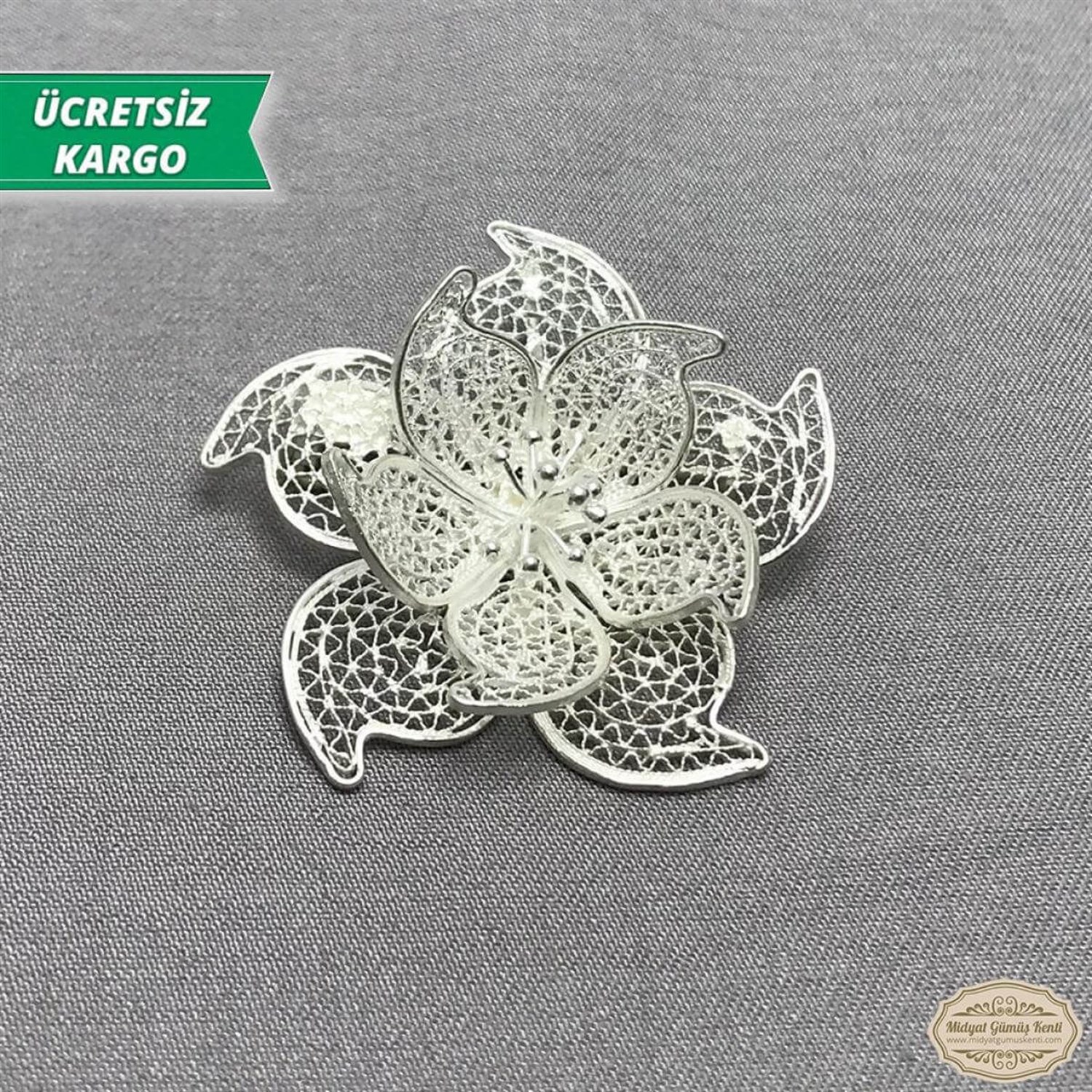 Çiçek Model Telkari Bayan Gümüş Broş