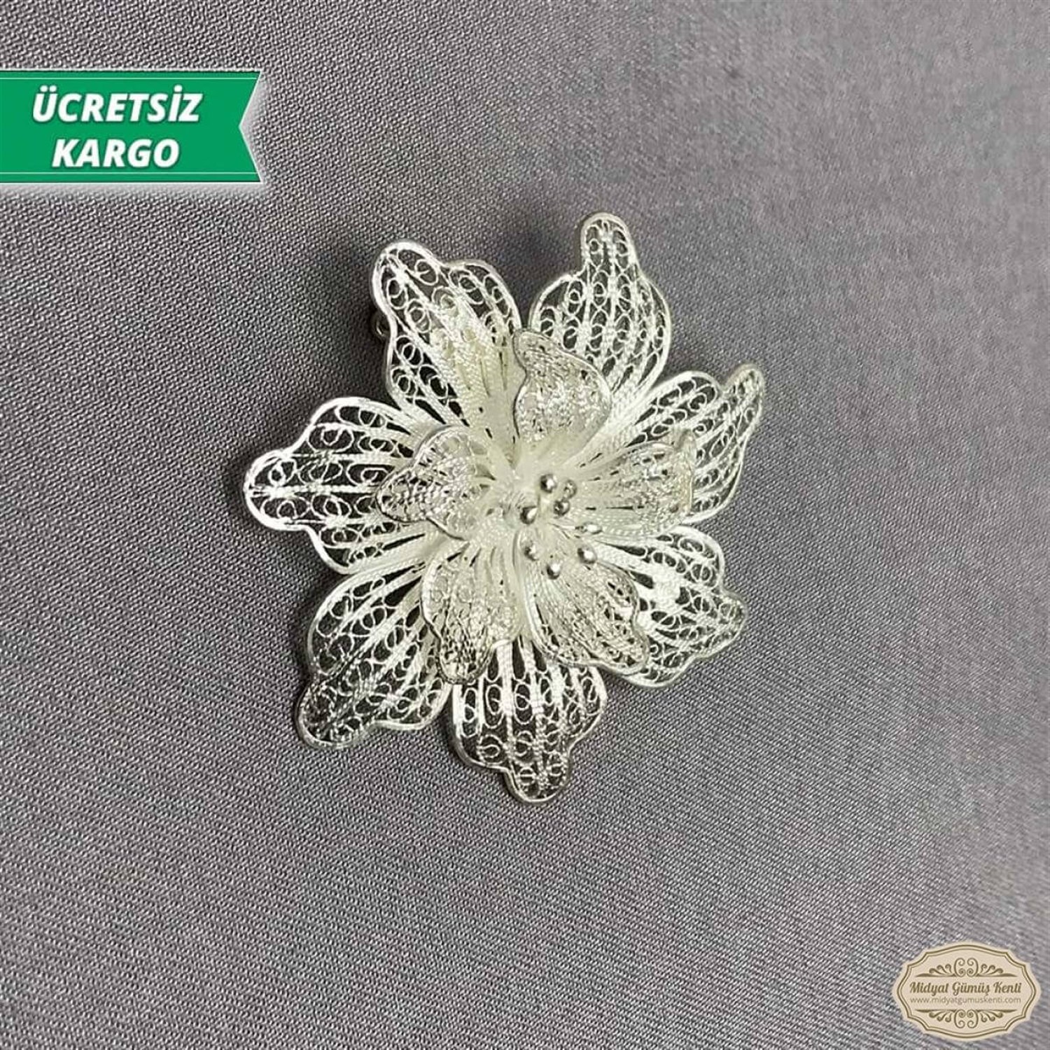 Çiçek Model Telkari Bayan Gümüş Broş