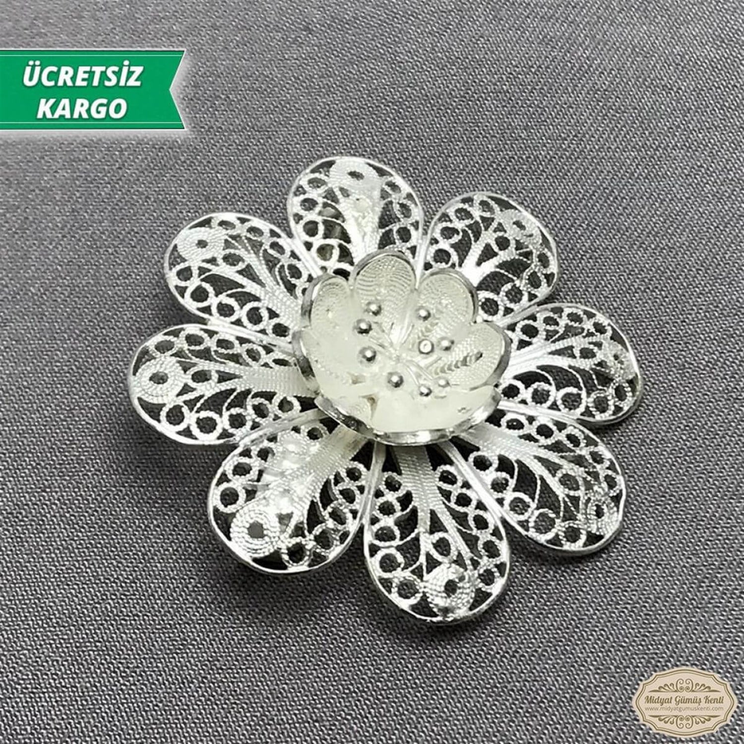 Çiçek Model Telkari Bayan Gümüş Broş