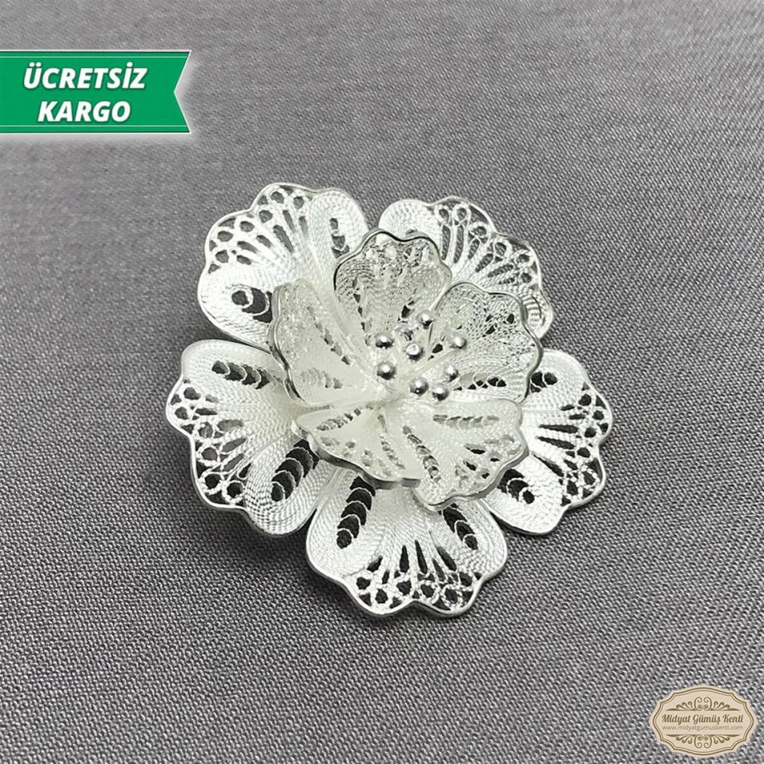 Çiçek Model Telkari Bayan Gümüş Broş