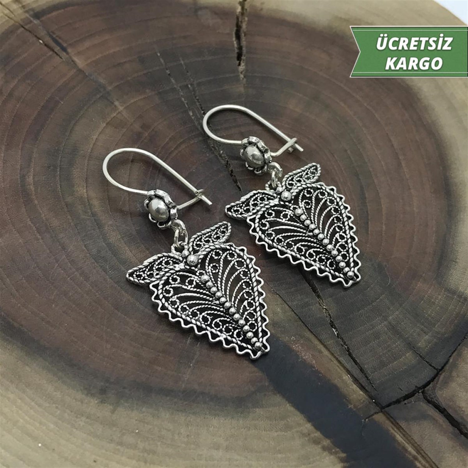 Çilek Model Midyat Yöresel Oksitli Telkari Gümüş Küpe