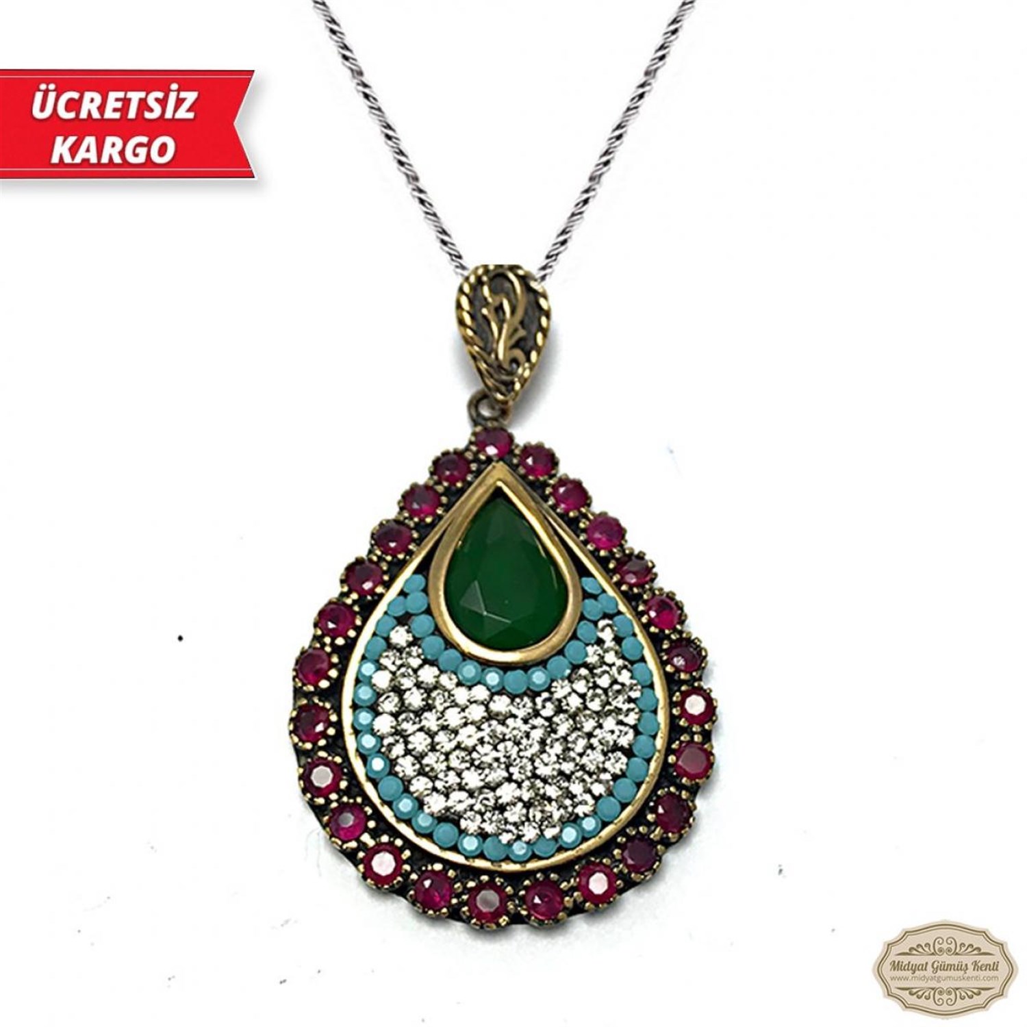 Damla Model Midyat Yöresel Otantik Gümüş Kolye Ucu