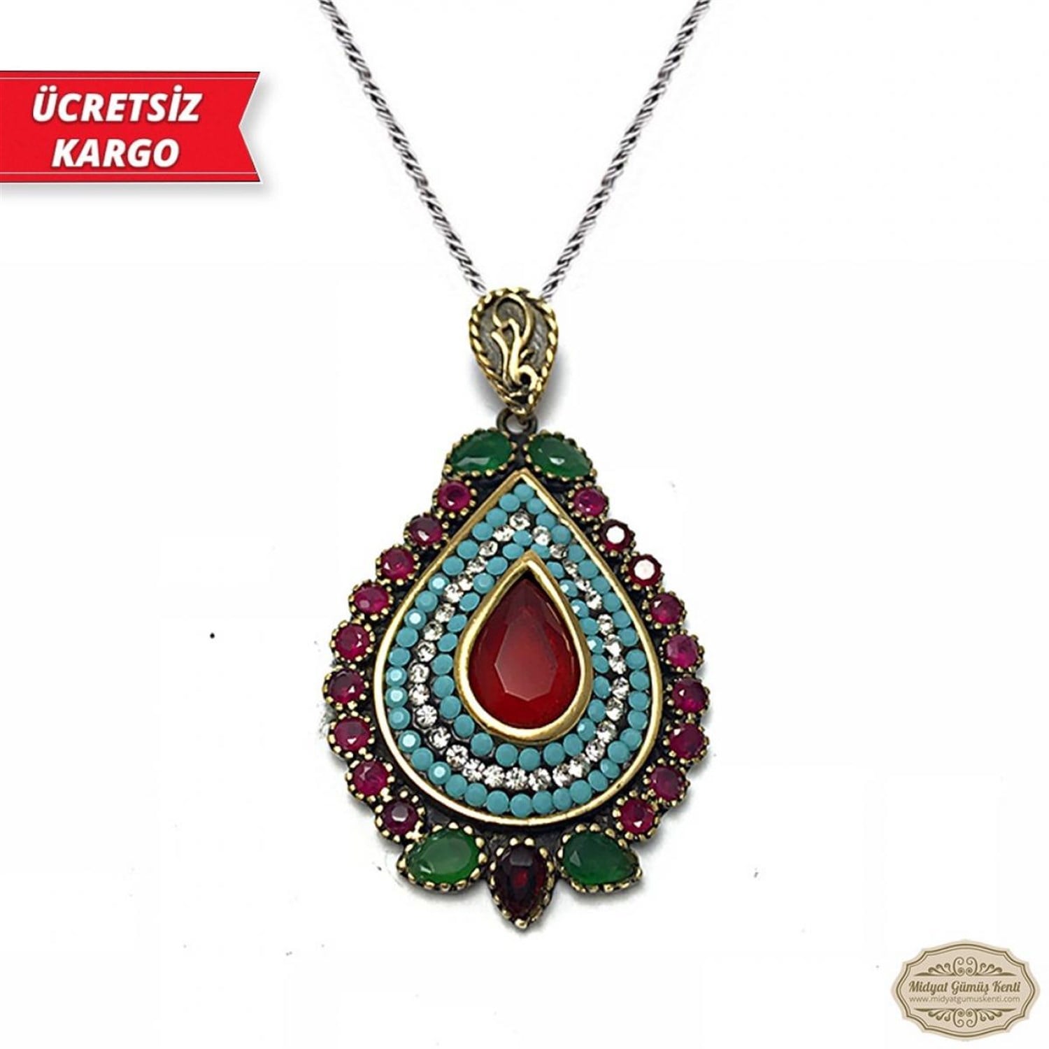 Damla Model Midyat Yöresel Otantik Gümüş Kolye Ucu