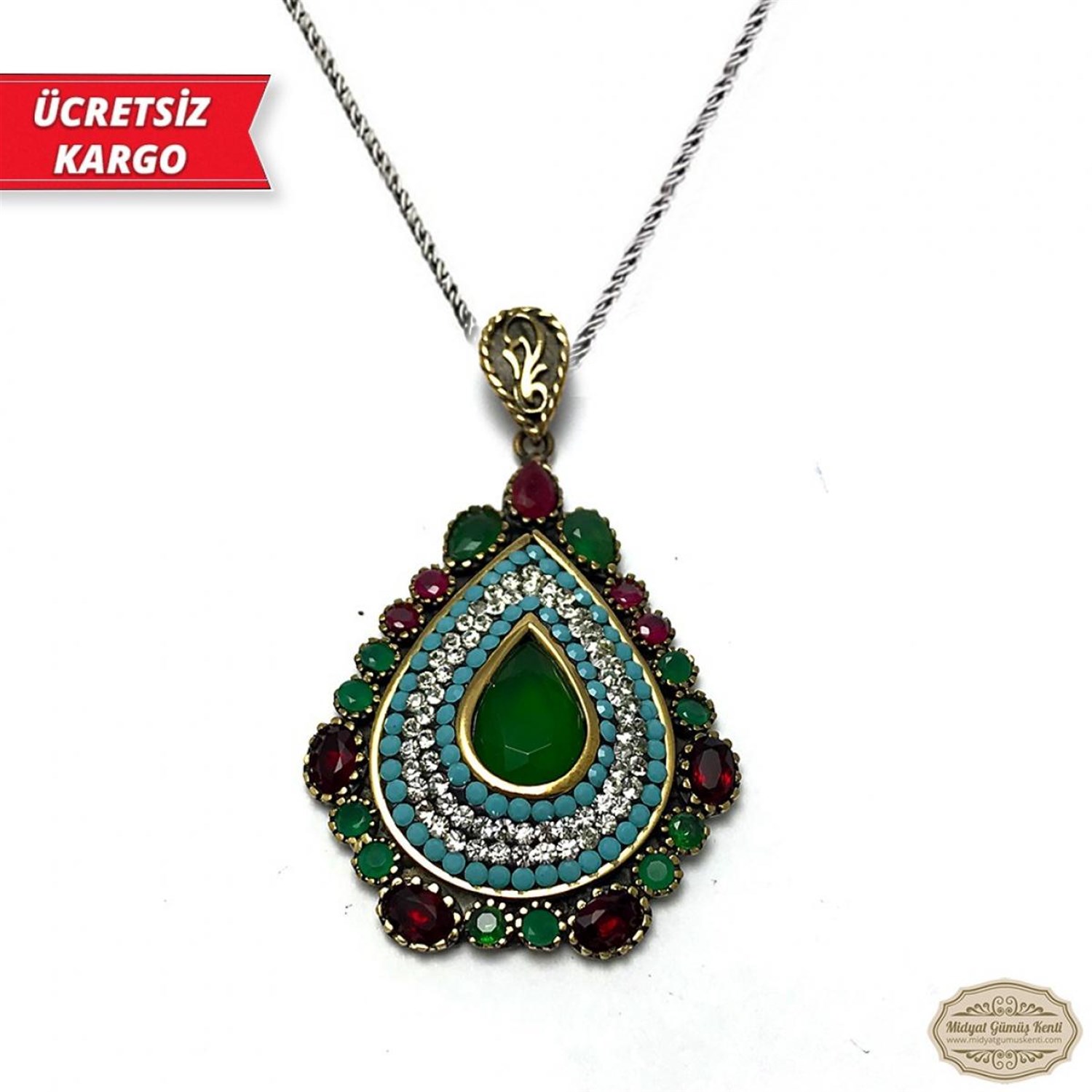 Damla Model Midyat Yöresel Otantik Gümüş Kolye Ucu